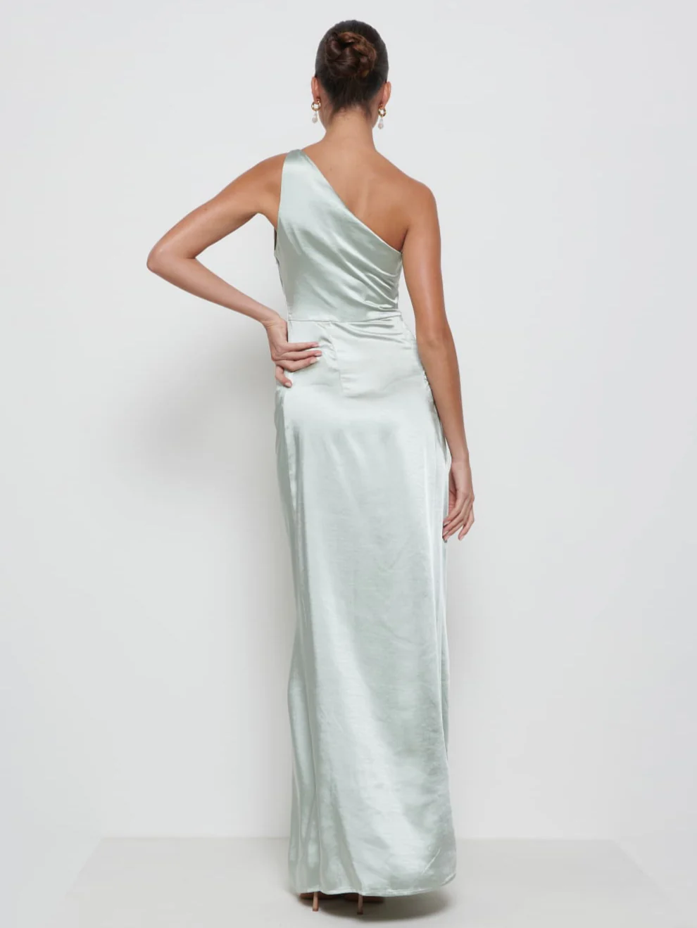Amelia Ruched Maxi Bridesmaid Dress - Matte Sage - Image 3