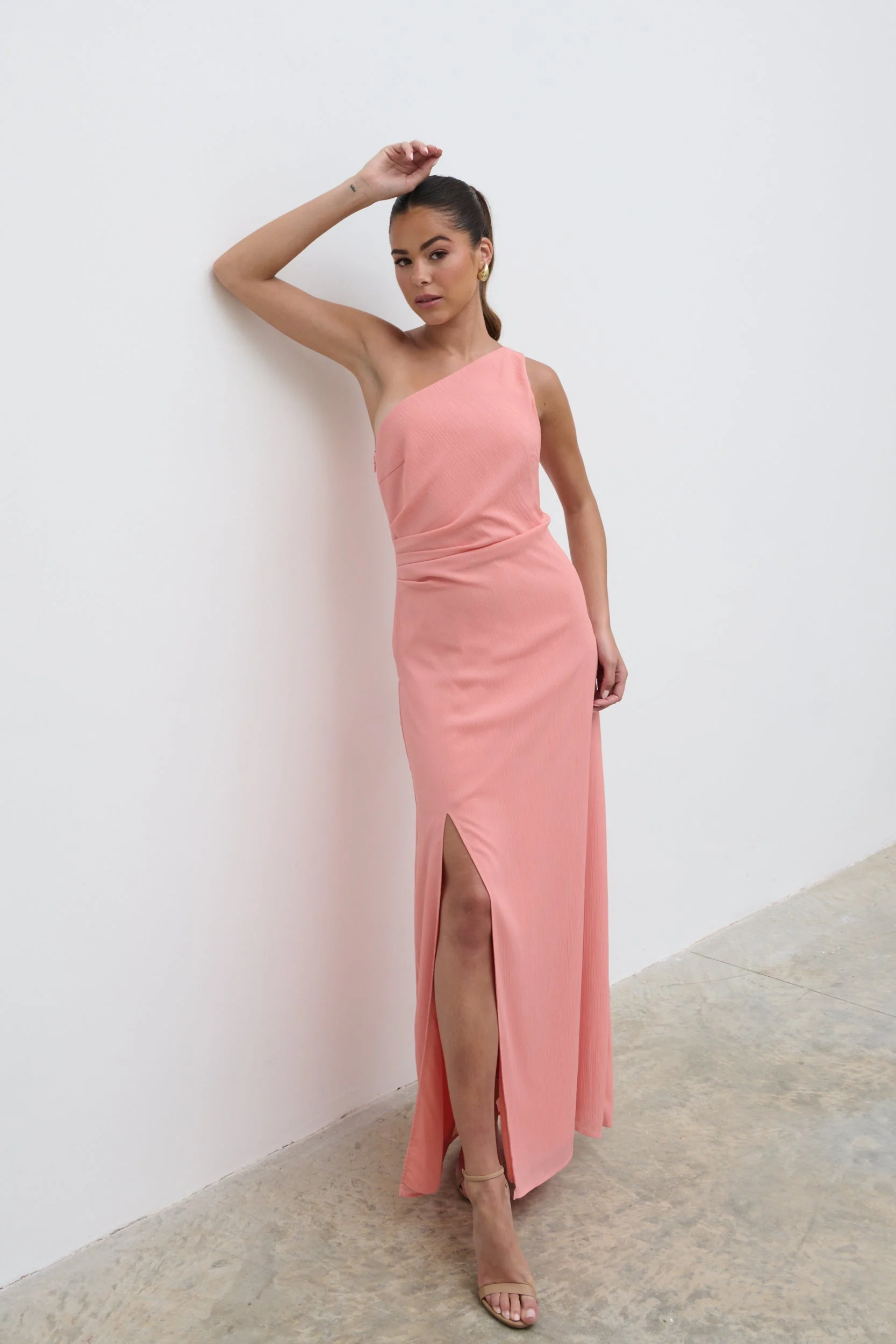 Amelia Ruched Maxi Dress  - Apricot Ice - Image 3