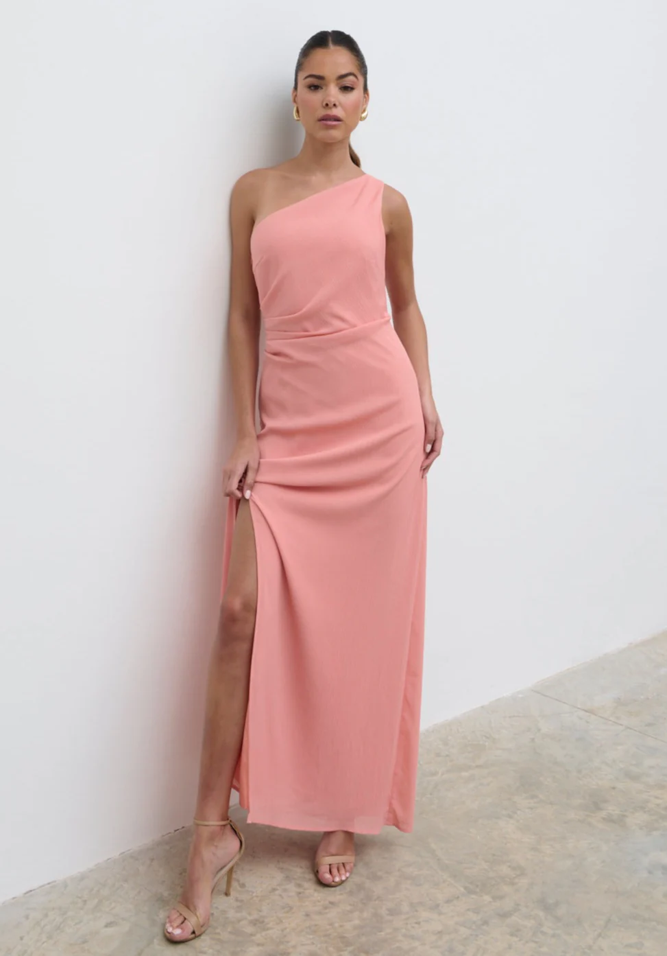 Amelia Ruched Maxi Dress  - Apricot Ice - Image 5