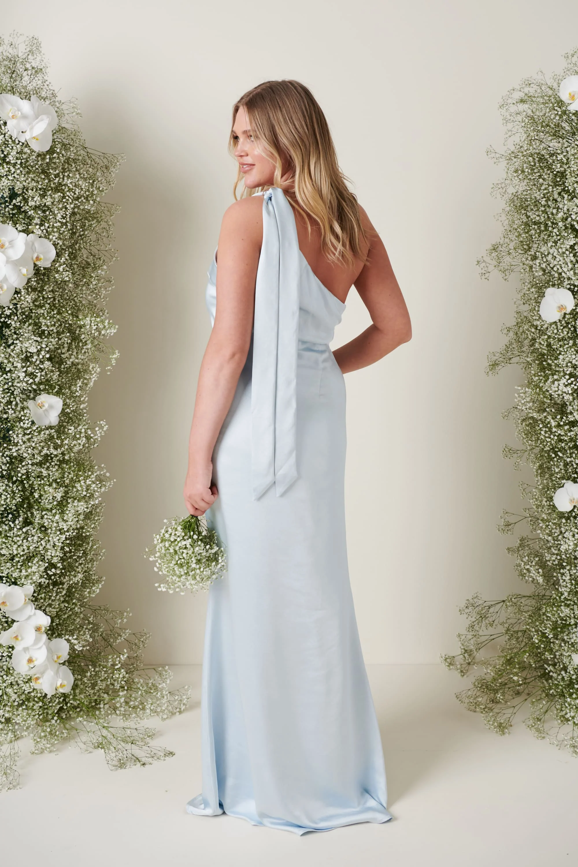 Amelia Tie Maxi Bridesmaid Dress - Matte Ice Blue - Image 2