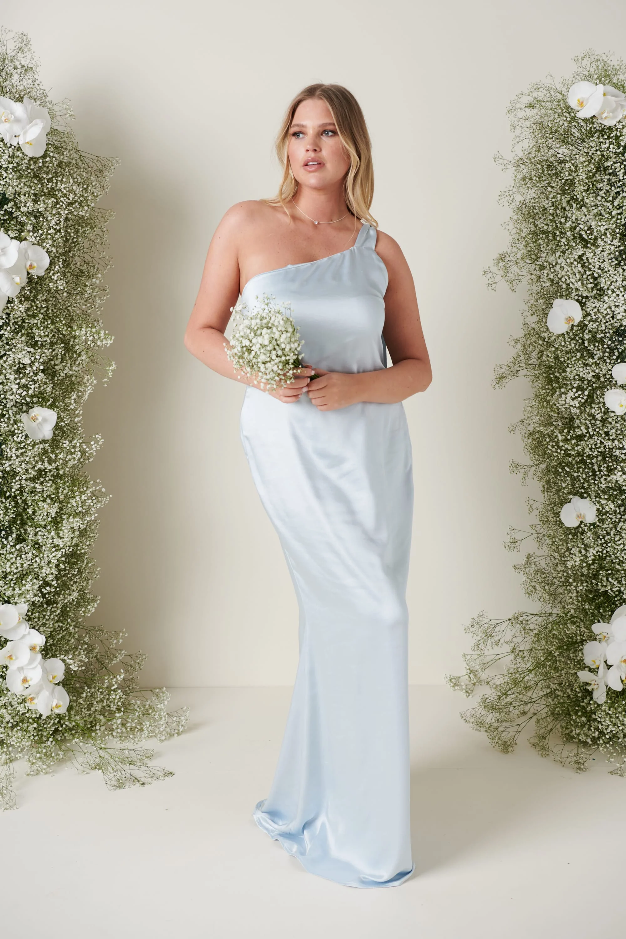 Amelia Tie Maxi Bridesmaid Dress - Matte Ice Blue - Image 3