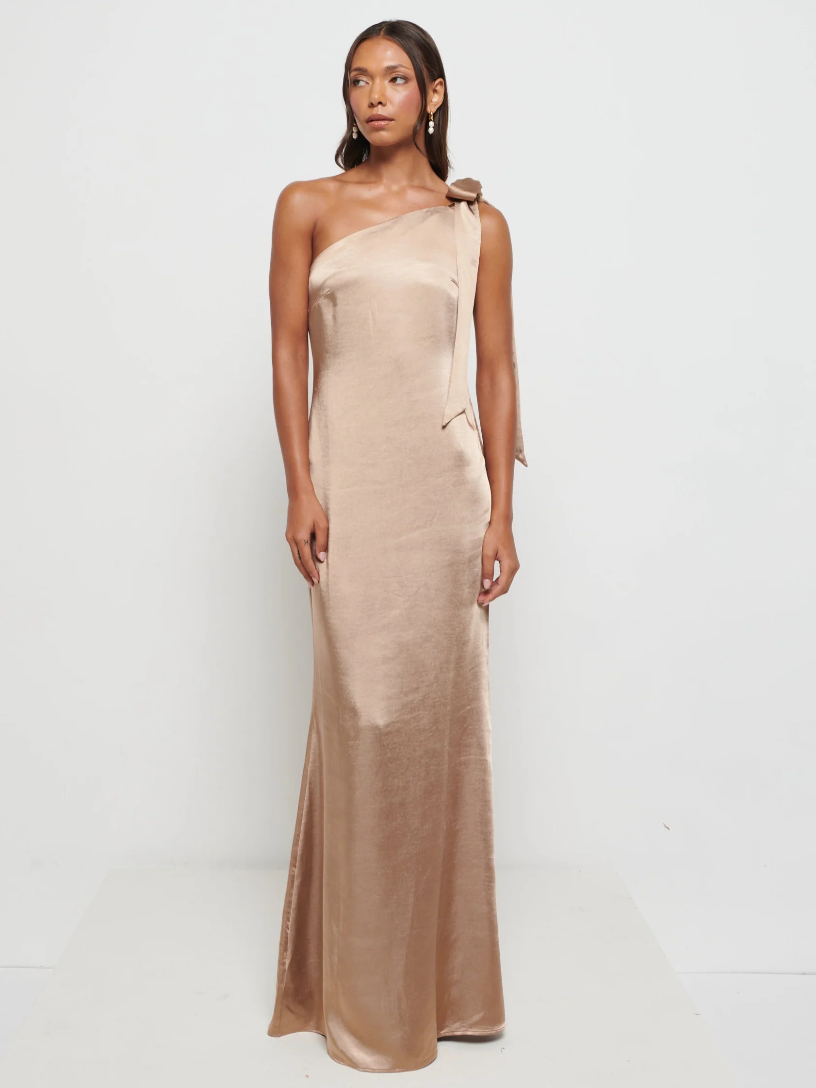 Amelia Tie Maxi Bridesmaid Dress - Matte Mocha - Image 3