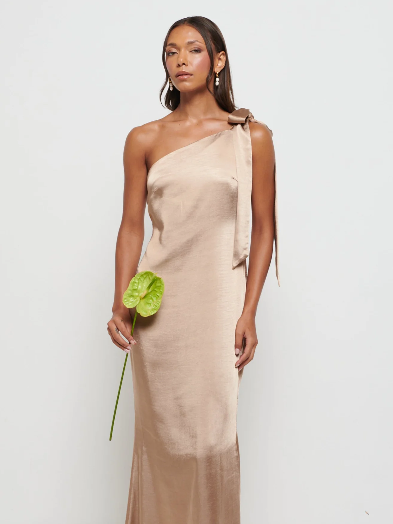 Amelia Tie Maxi Bridesmaid Dress - Matte Mocha - Image 4