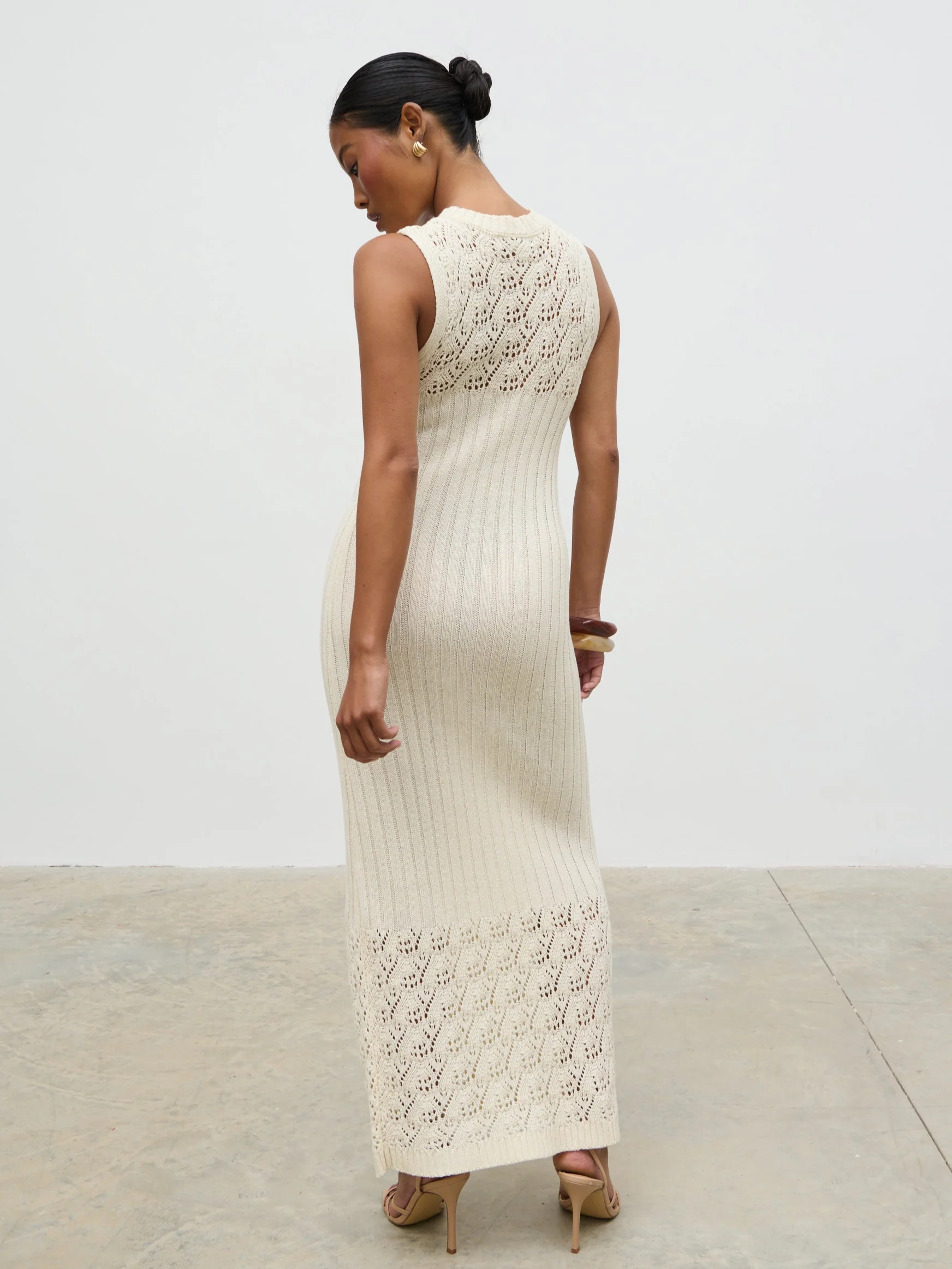 Amiri Crotchet Knit Midaxi Dress - Cream - Image 8