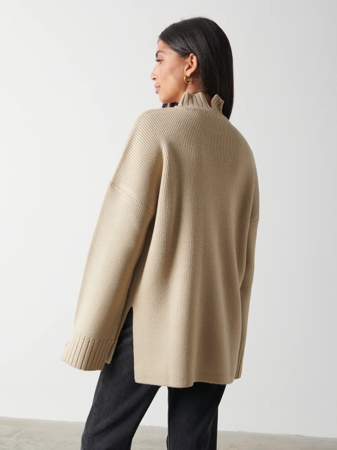 Amory Grown Neck Knit Jumper - Beige - Image 8