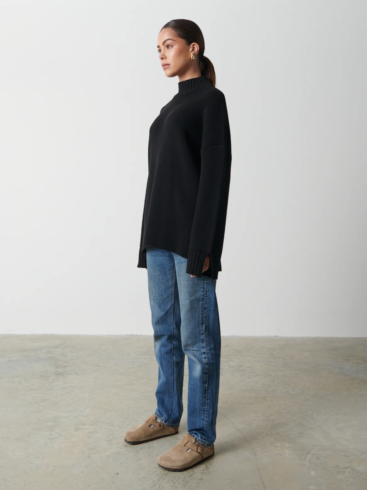 Amory Grown Neck Knit Jumper - Black - Image 5