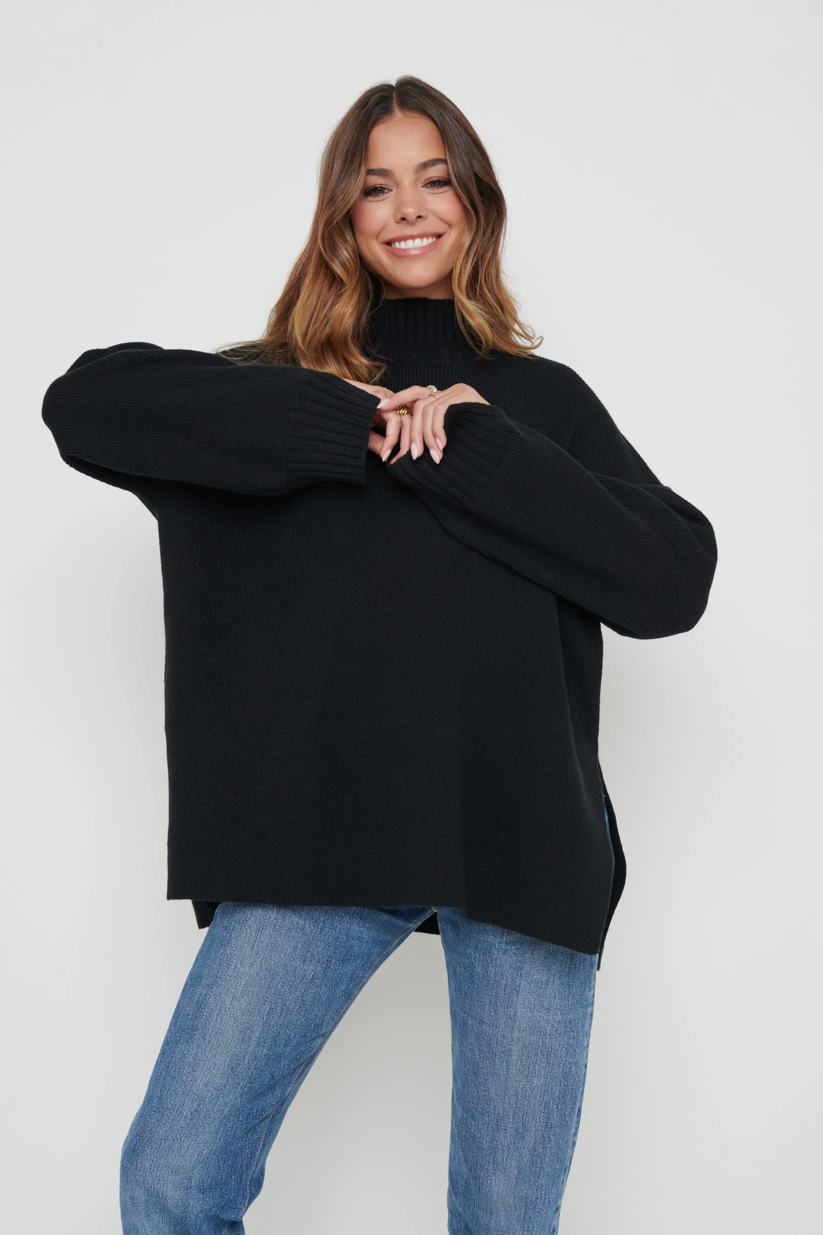 Amory Grown Neck Knit Jumper - Black - Image 4