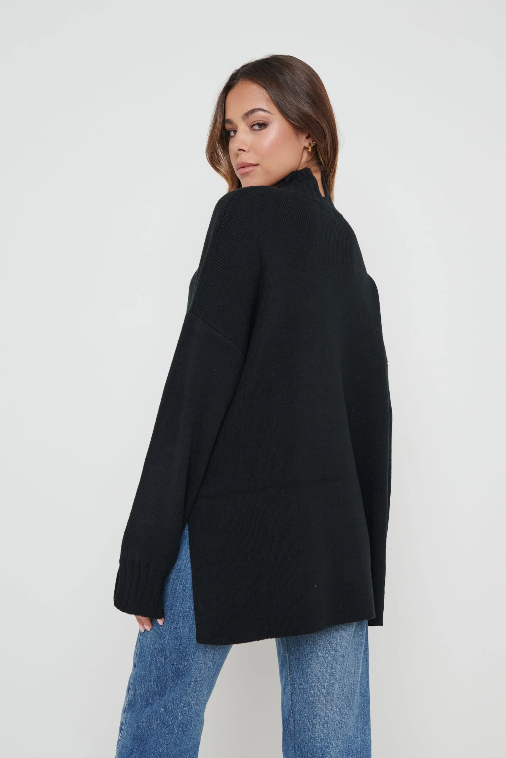 Amory Grown Neck Knit Jumper - Black - Image 5