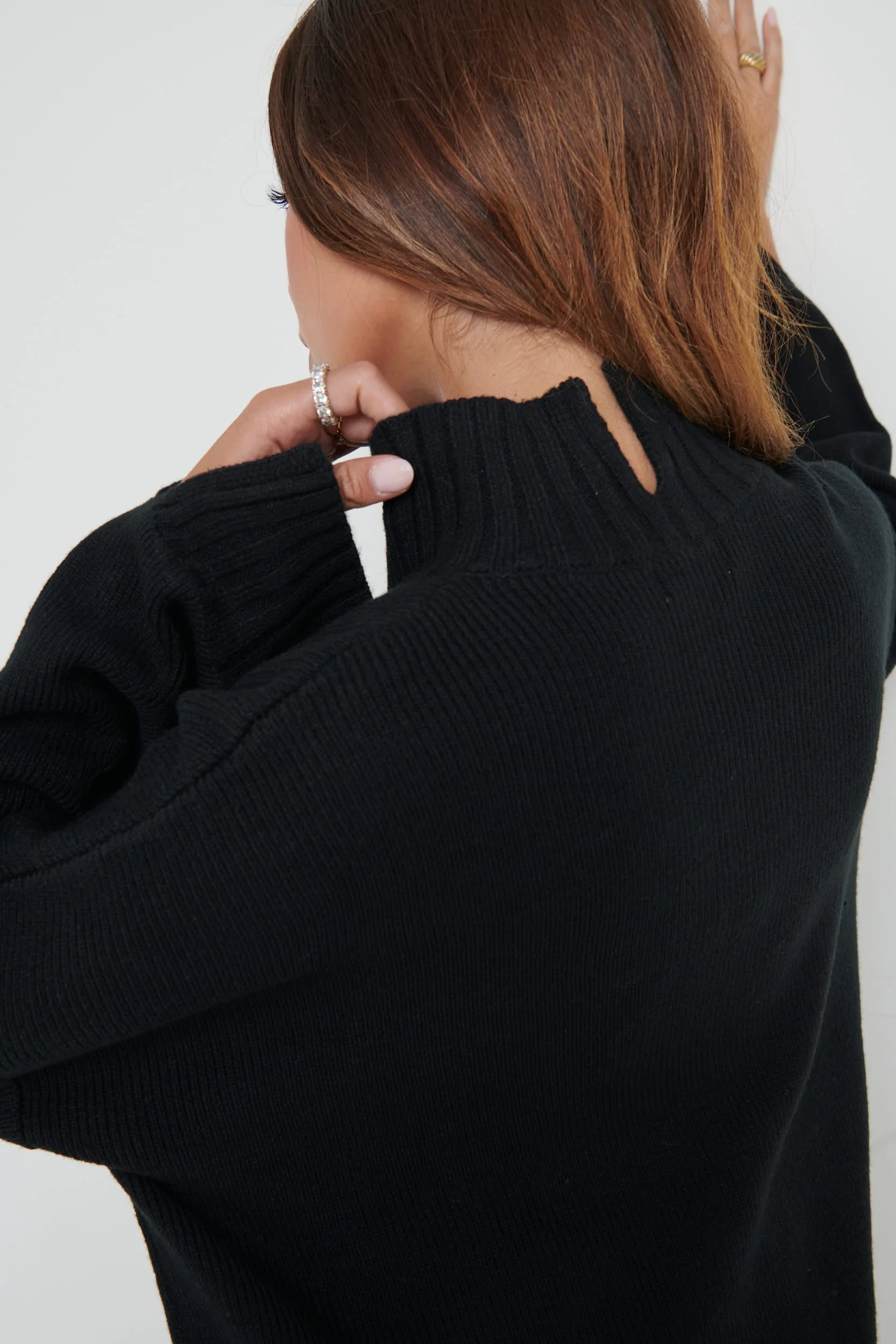 Amory Grown Neck Knit Jumper - Black - Image 6