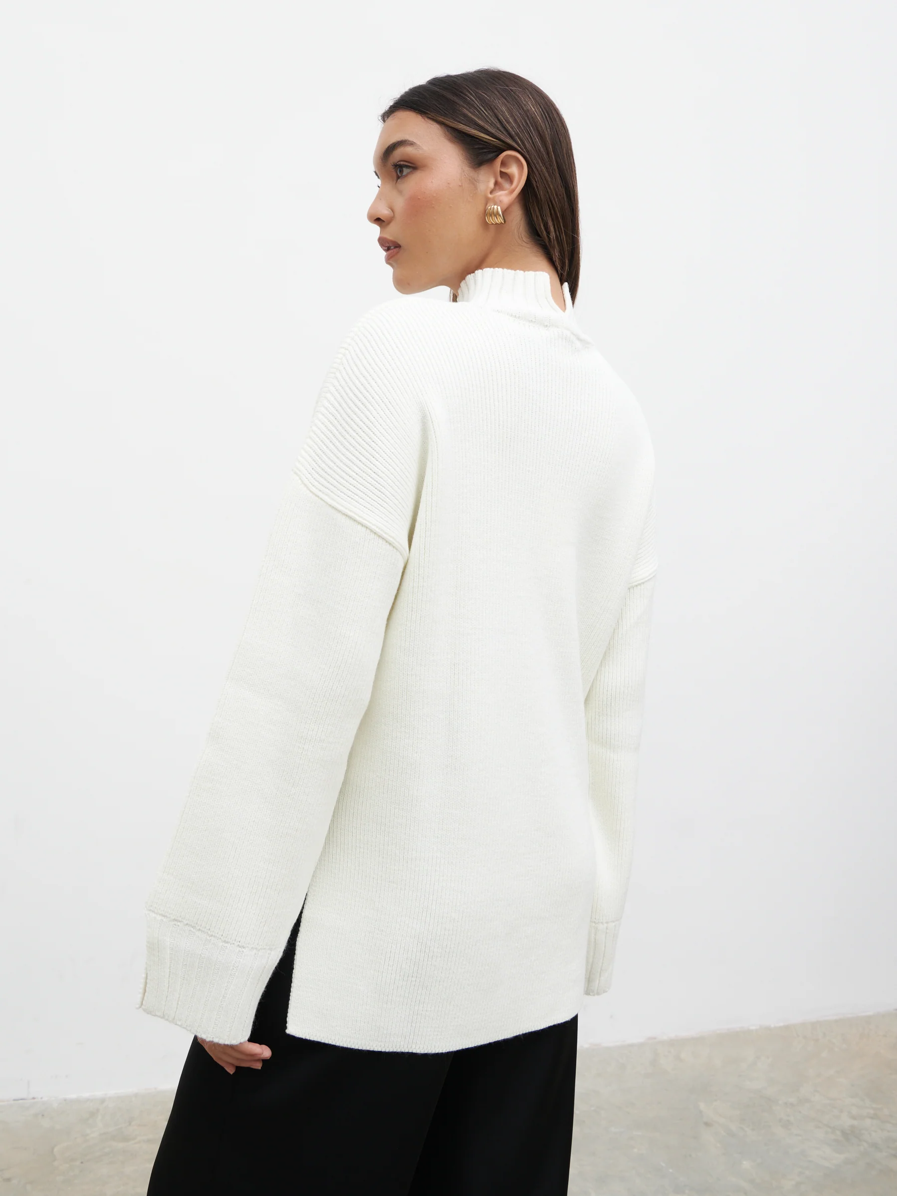Amory Grown Neck Knit Jumper - Cream Marl - Image 4