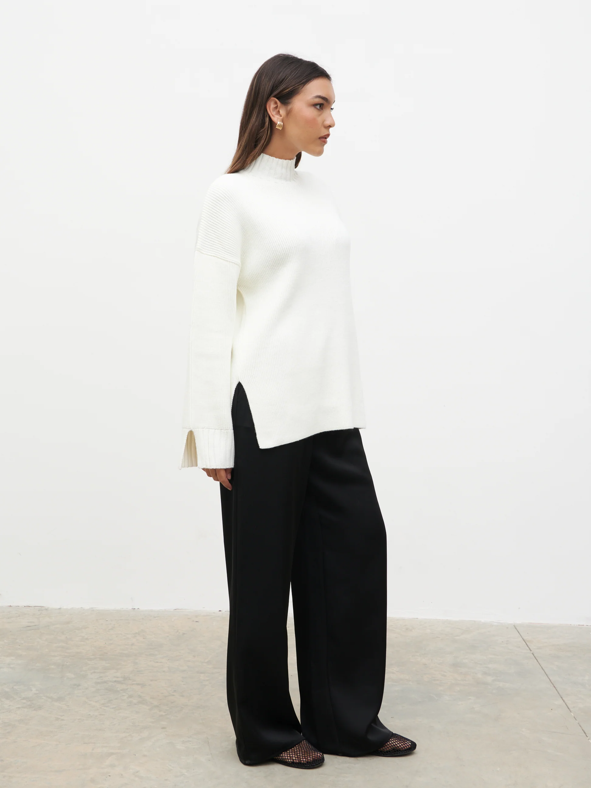 Amory Grown Neck Knit Jumper - Cream Marl - Image 5