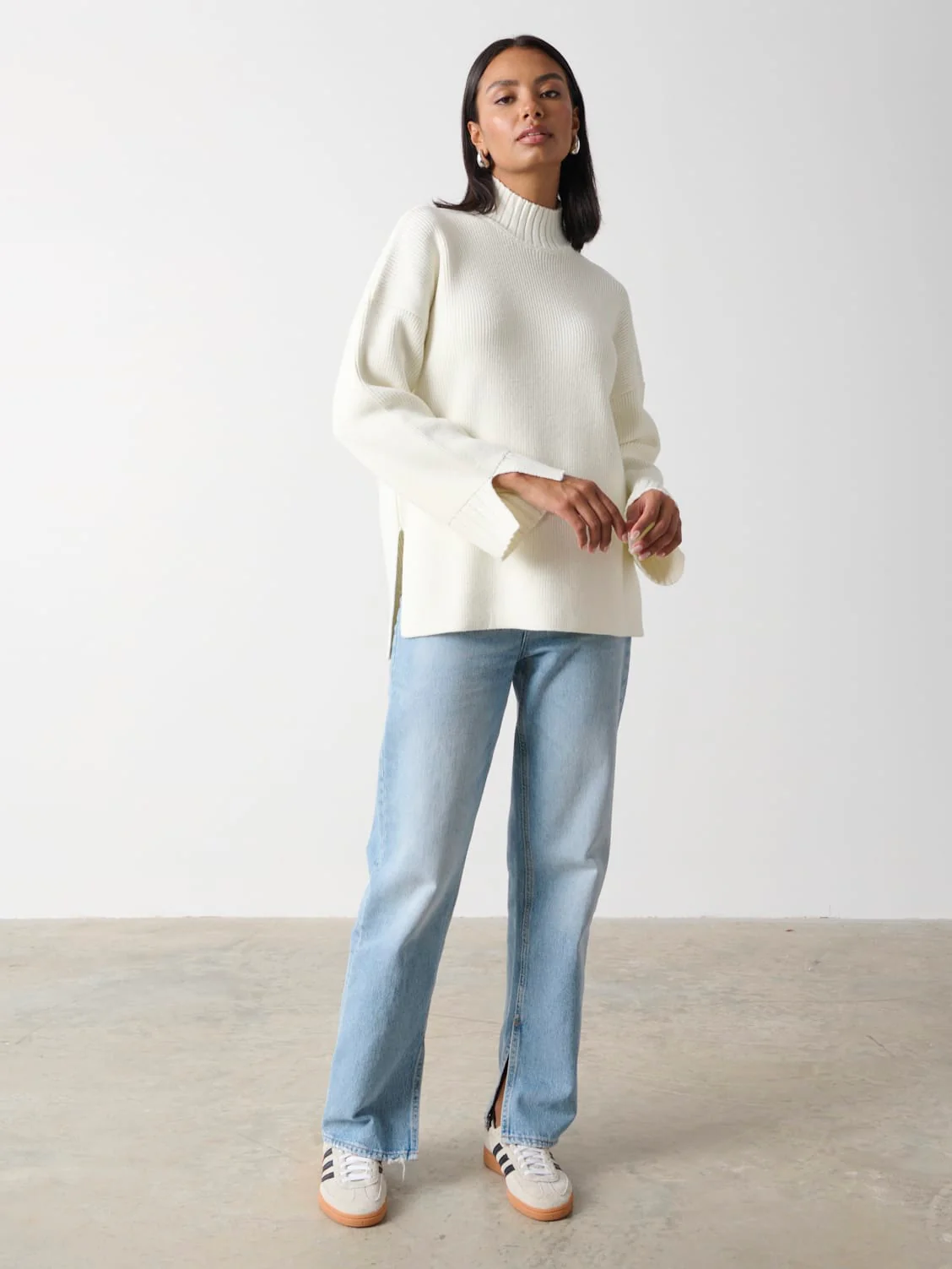 Amory Grown Neck Knit Jumper - Cream Marl - Image 6