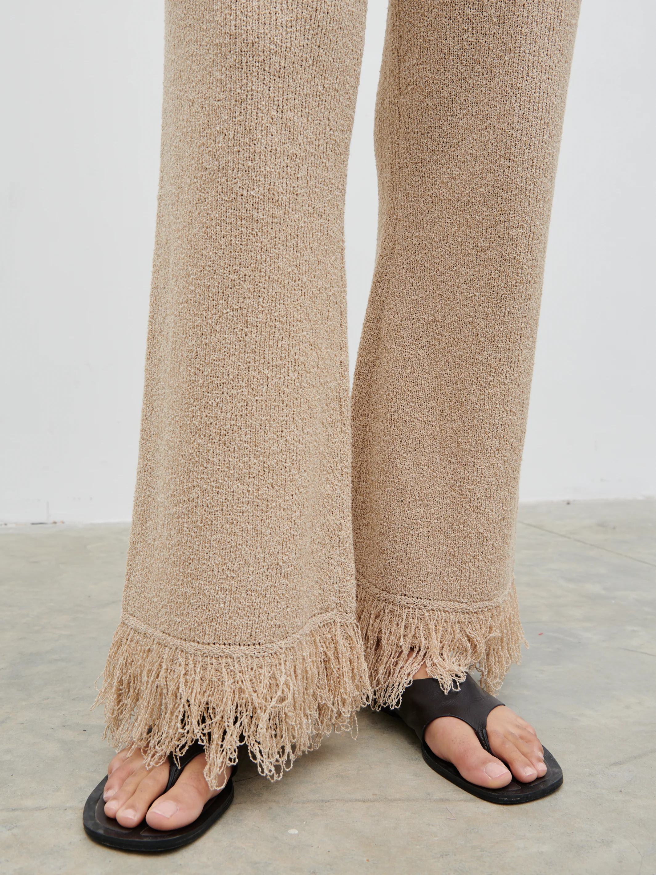 Analeia Fringe Knit Trousers - Beige - Image 4