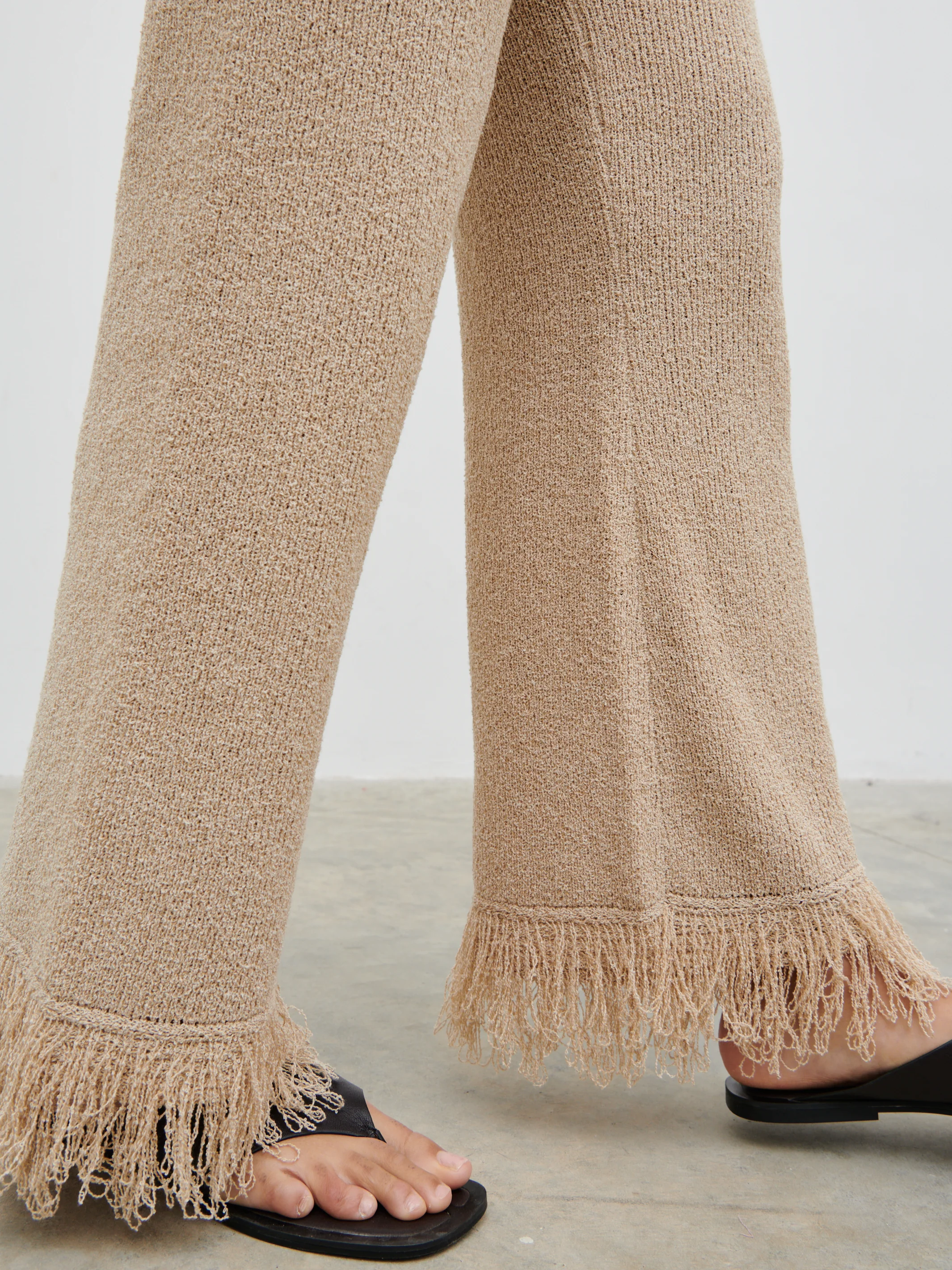 Analeia Fringe Knit Trousers - Beige - Image 5