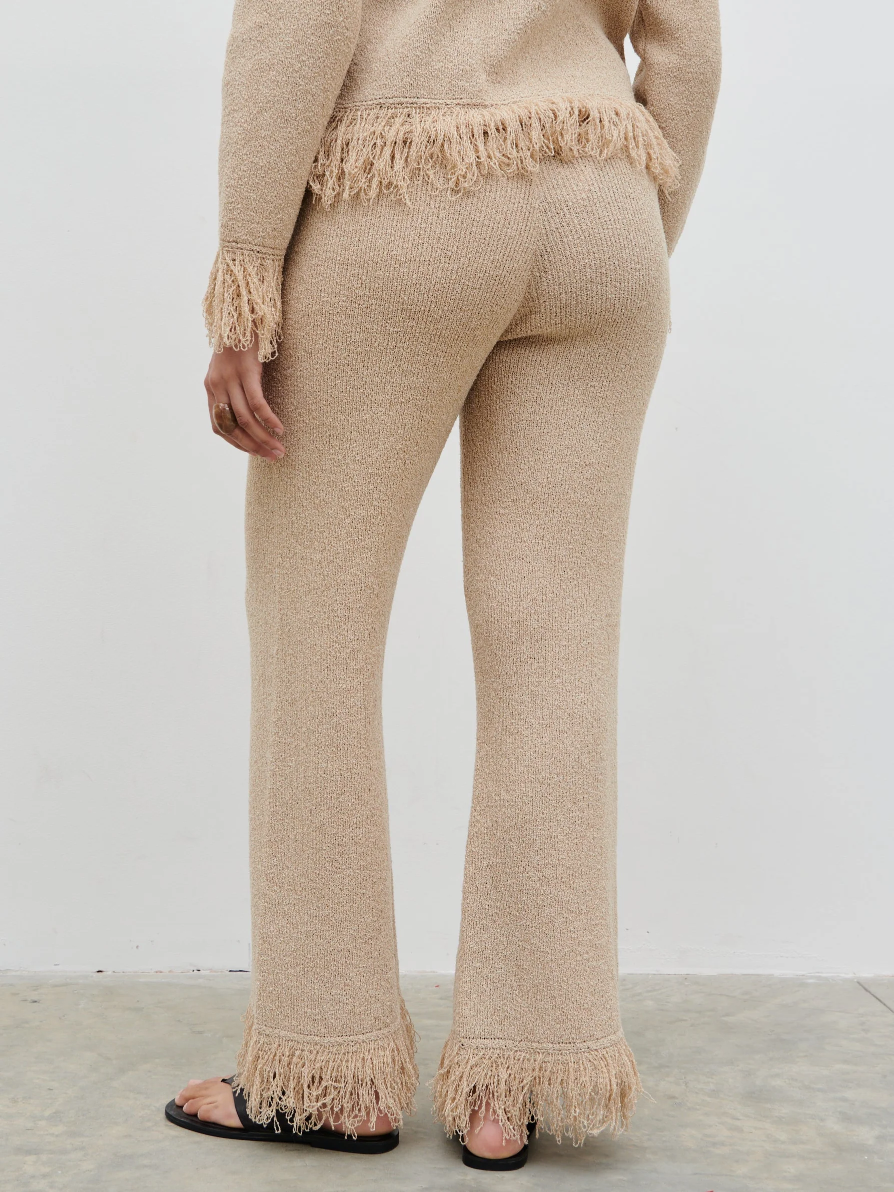 Analeia Fringe Knit Trousers - Beige - Image 6