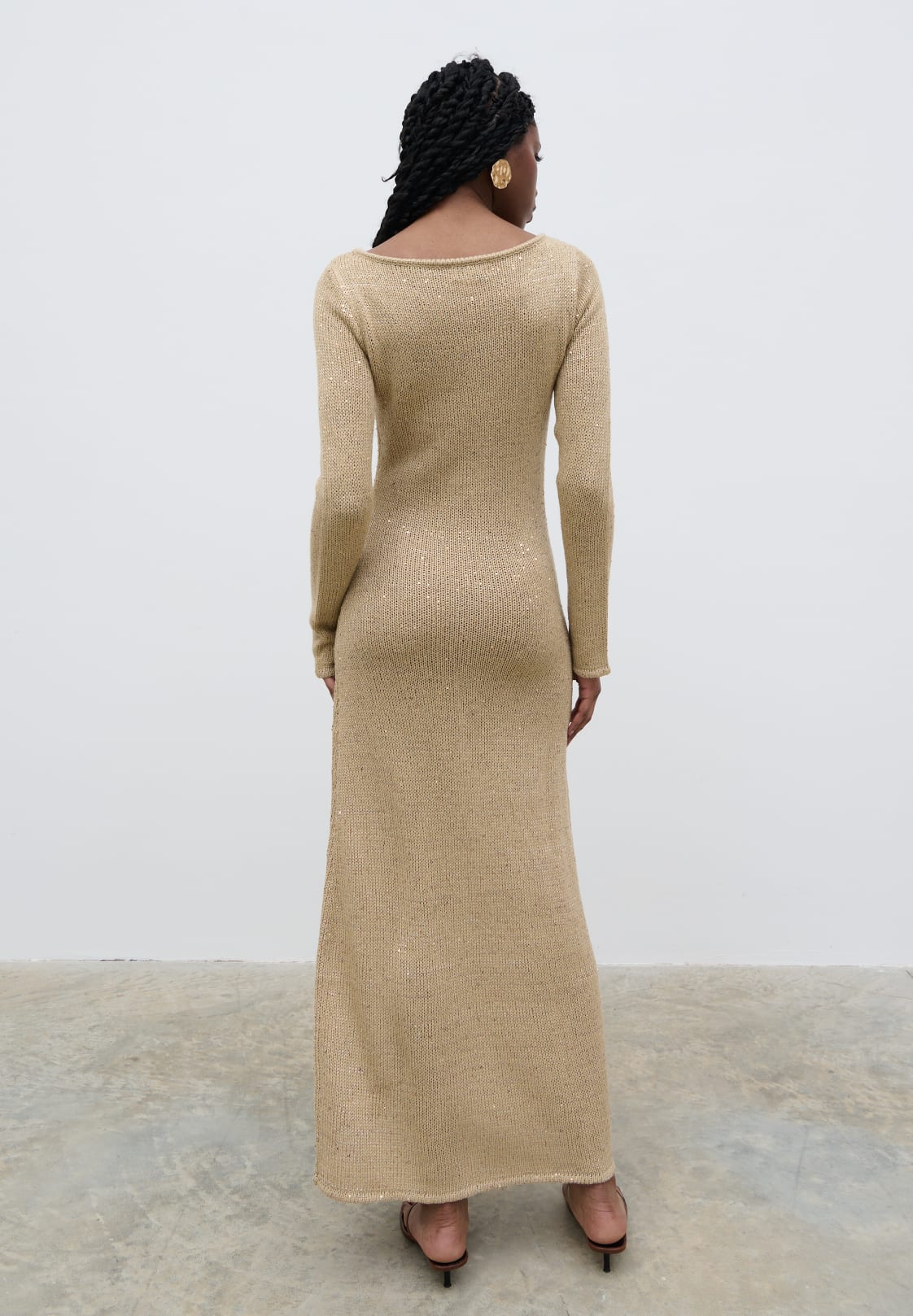 Anastasia Sequin Maxi Knit Dress - Gold - Image 5