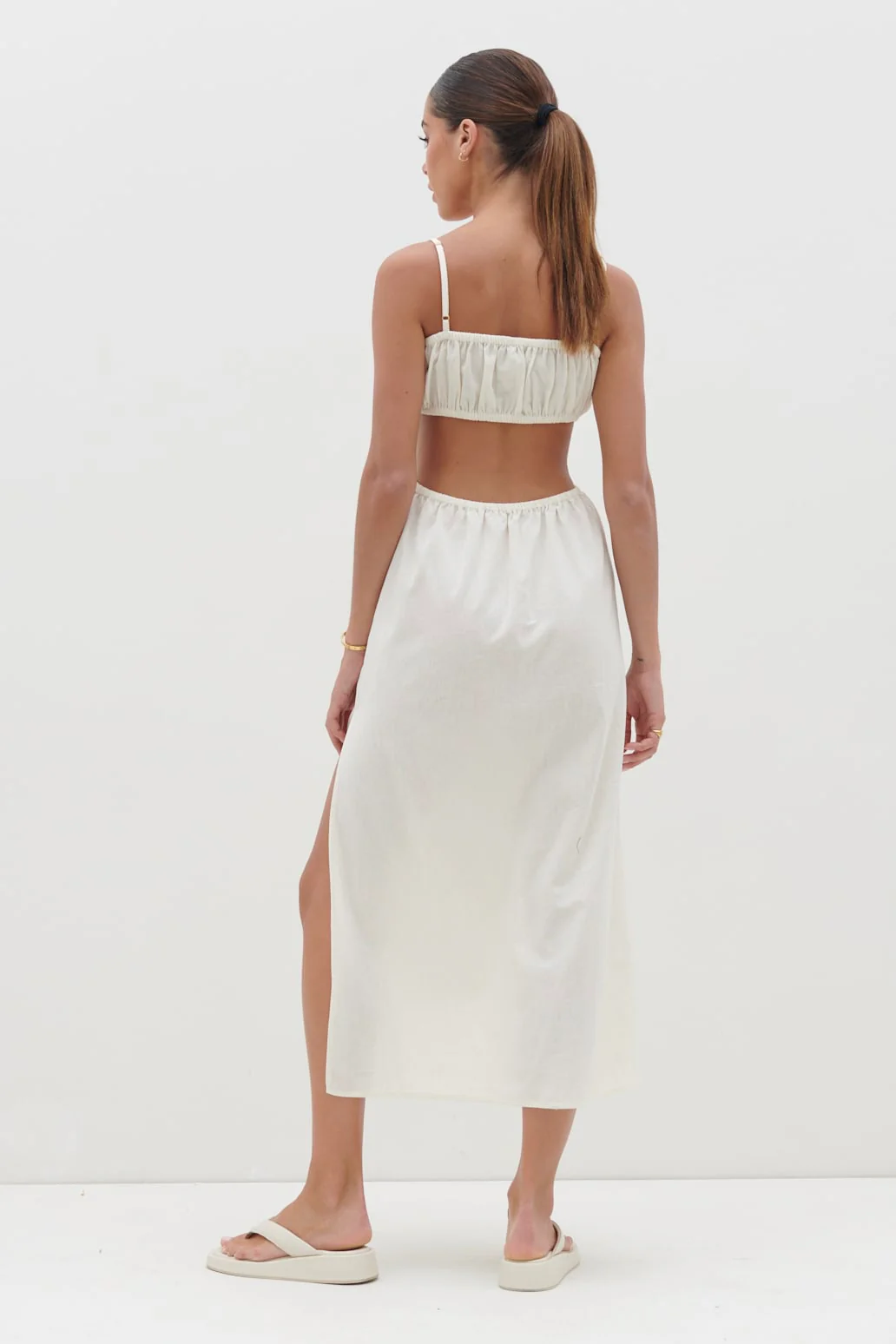 Artie Cut Out Midaxi Dress - Cream - Image 3