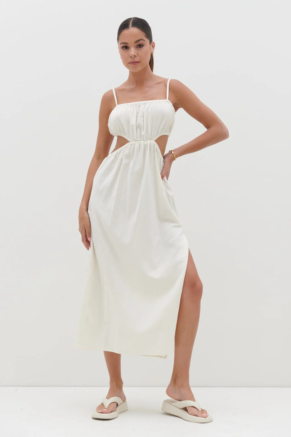 Artie Cut Out Midaxi Dress - Cream - Image 5