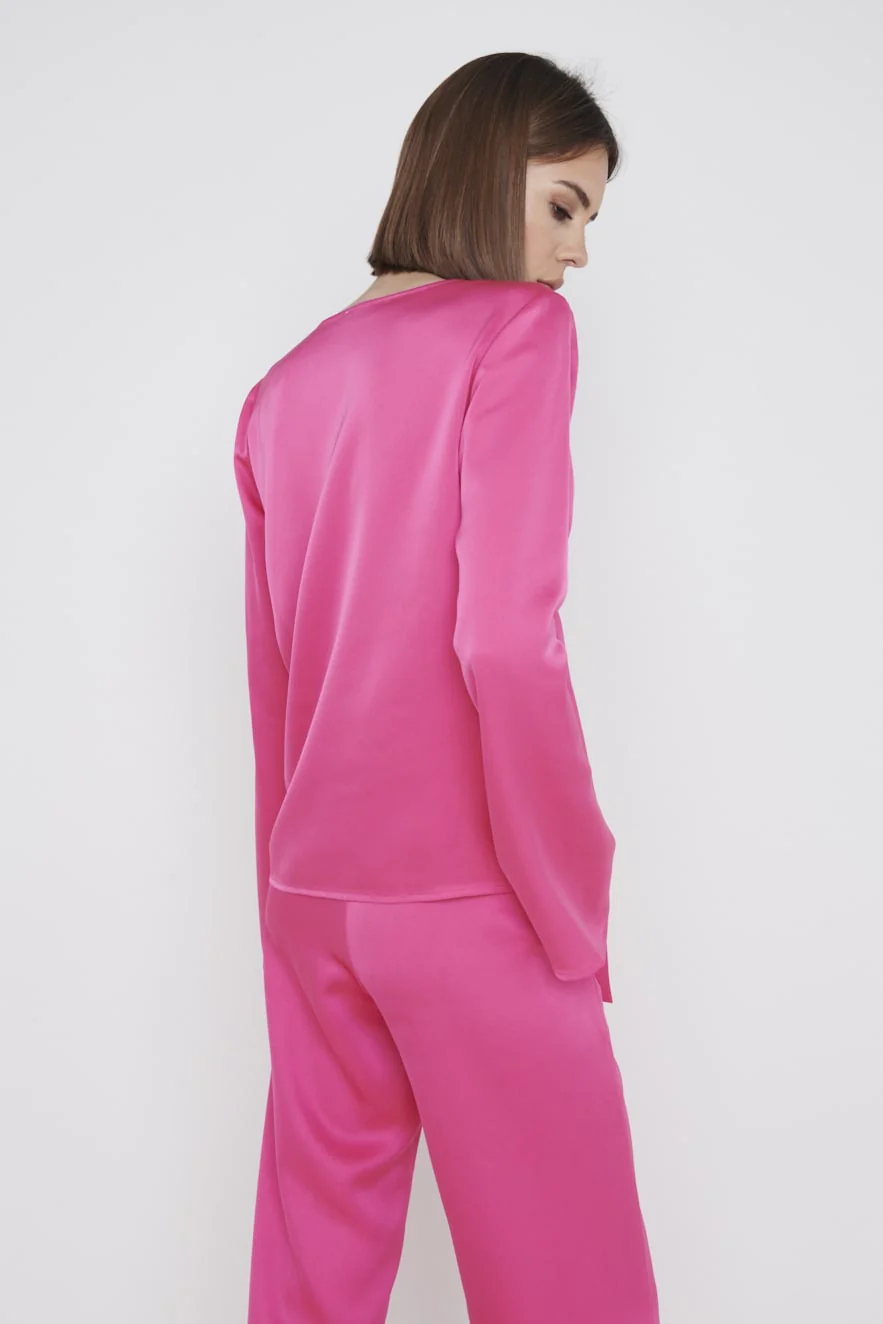 Ashley Tie Drape Top - Fuchsia - Image 2