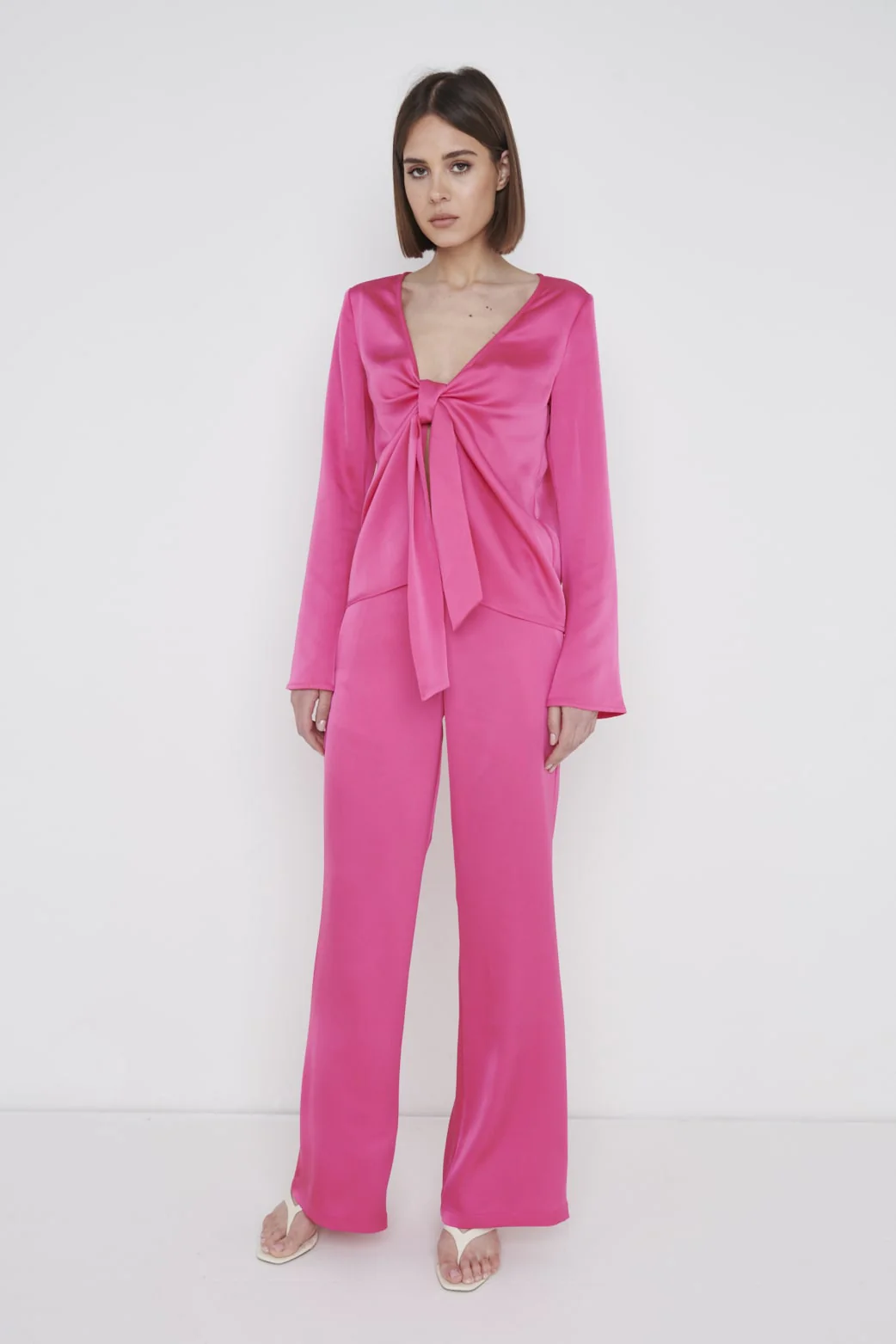 Ashley Tie Drape Top - Fuchsia - Image 3