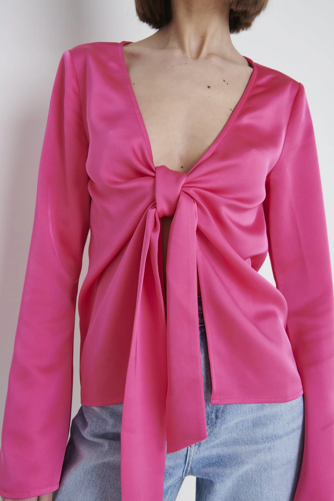 Ashley Tie Drape Top - Fuchsia - Image 4