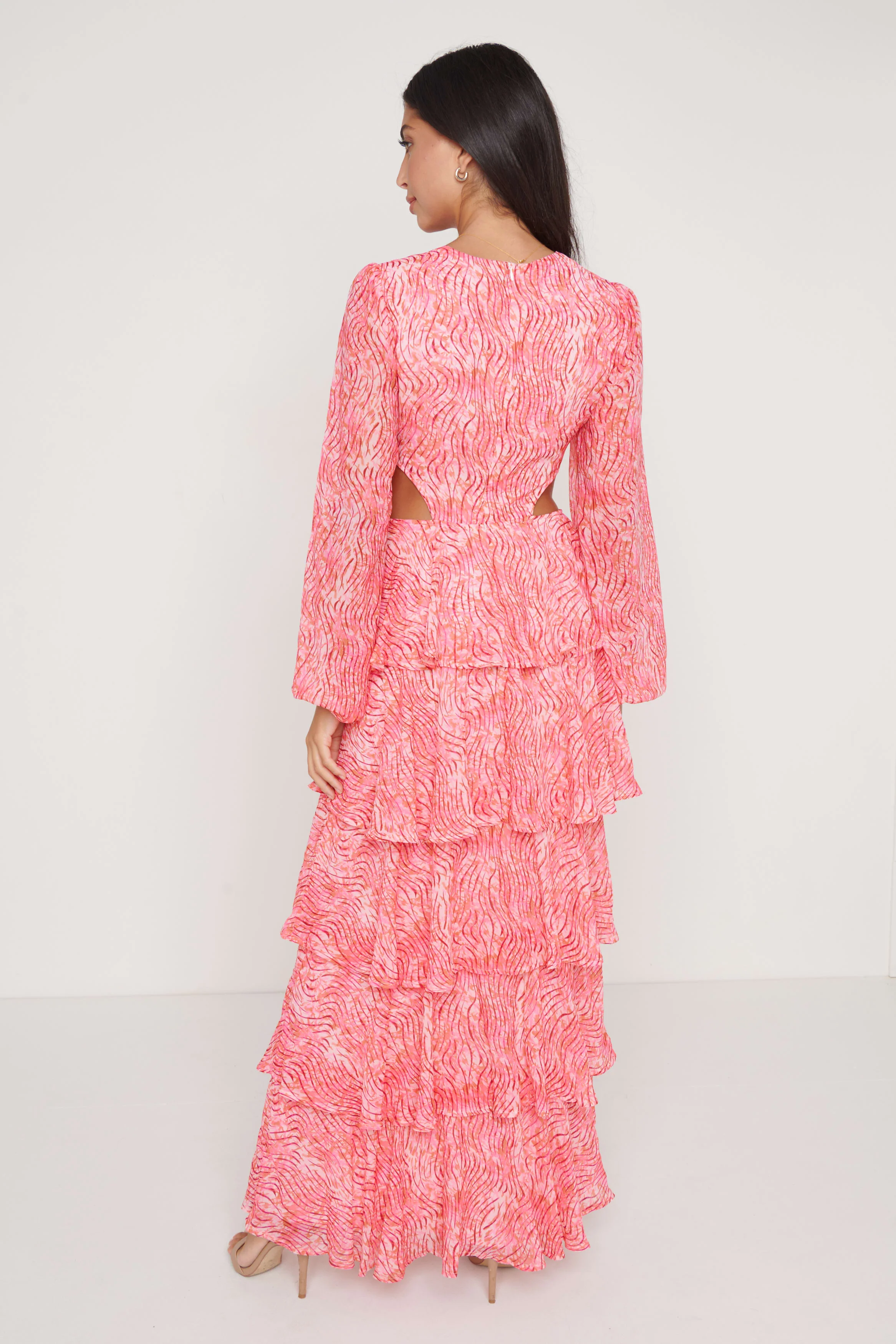 Ashton Cut Out Maxi Dress - Coral Swirl - Image 4