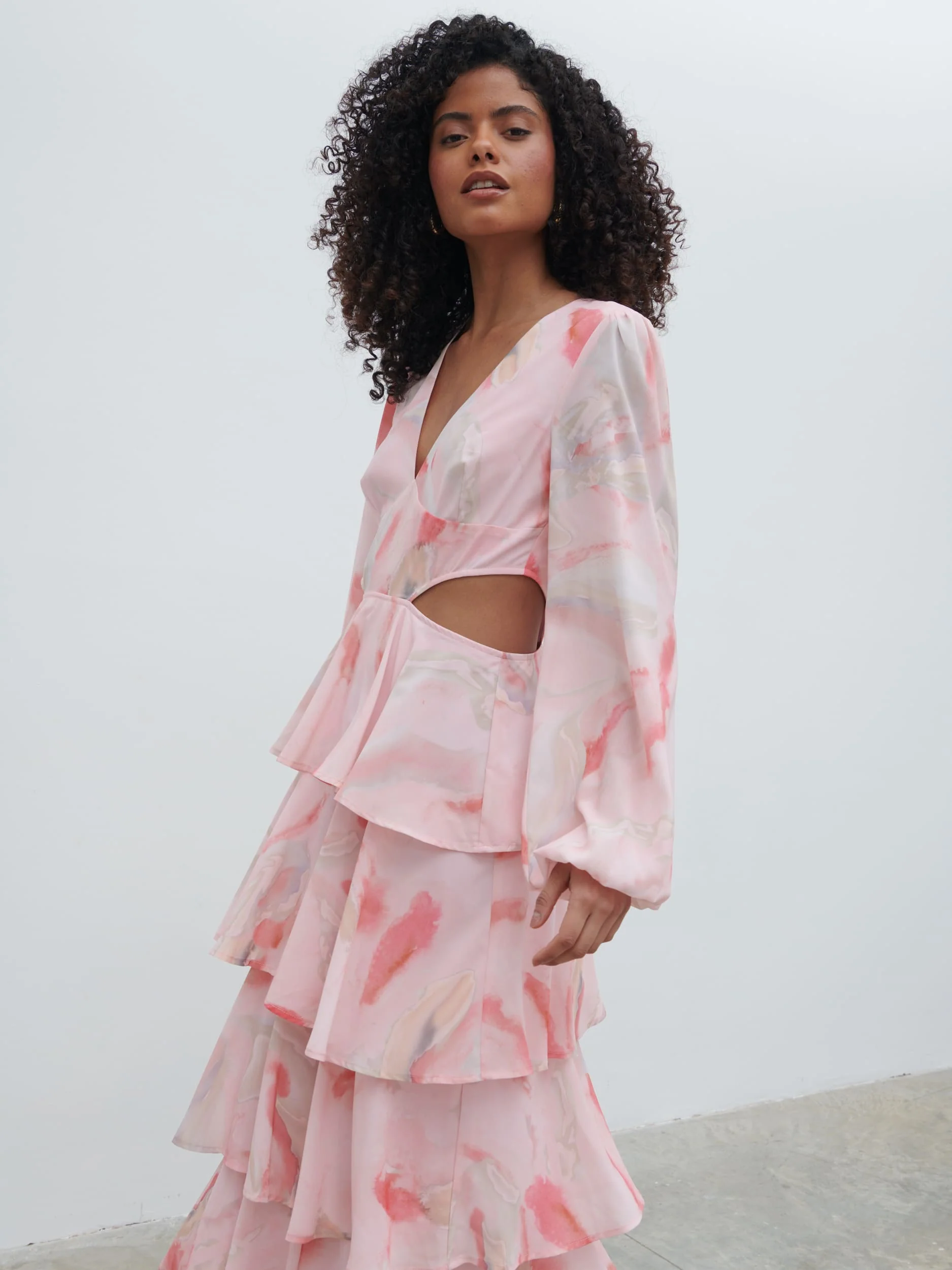 Ashton Cut Out Maxi Dress - Pink Marble Ombre - Image 2