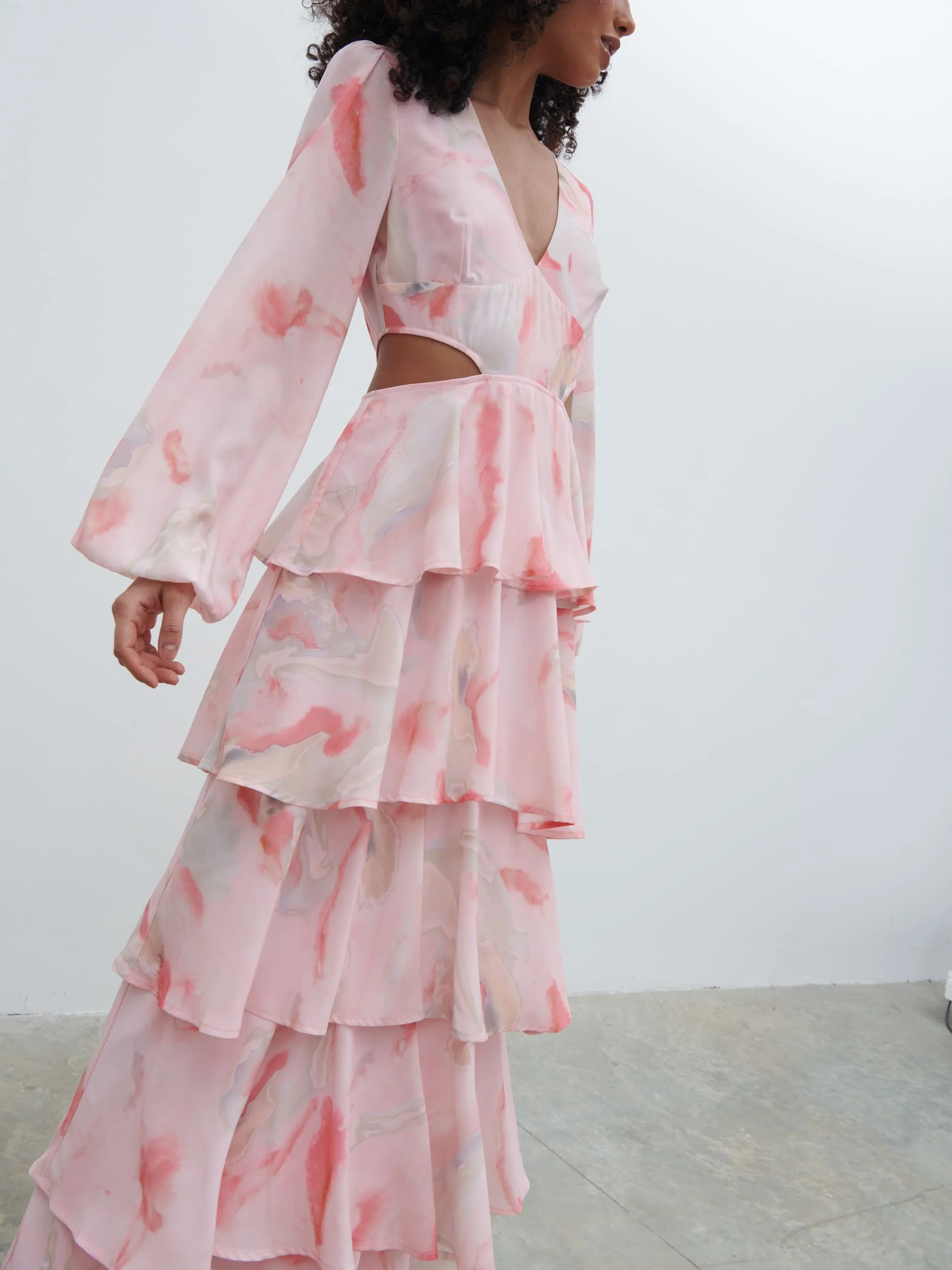 Ashton Cut Out Maxi Dress - Pink Marble Ombre - Image 3