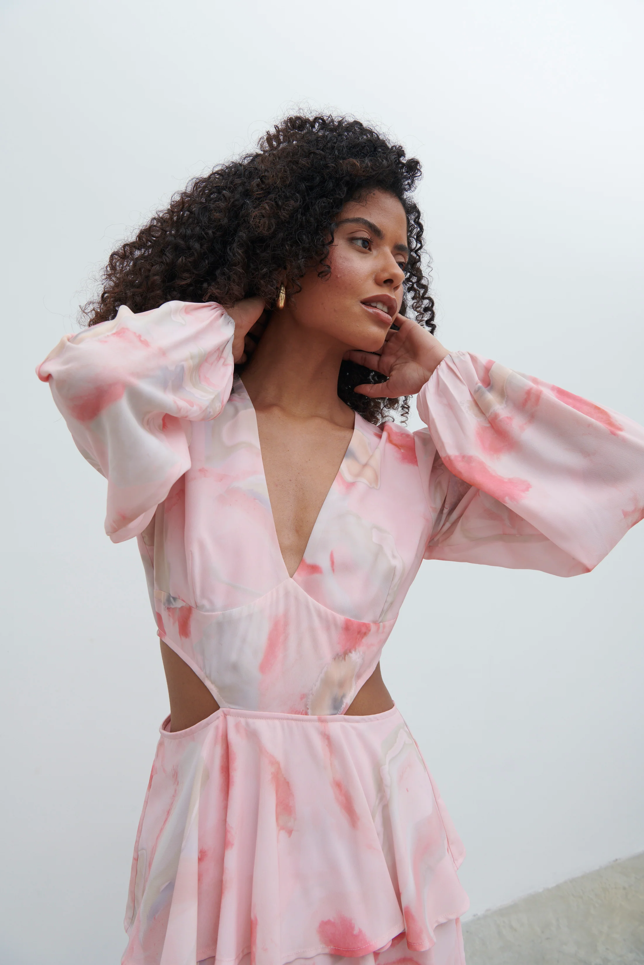 Ashton Cut Out Maxi Dress - Pink Marble Ombre - Image 4