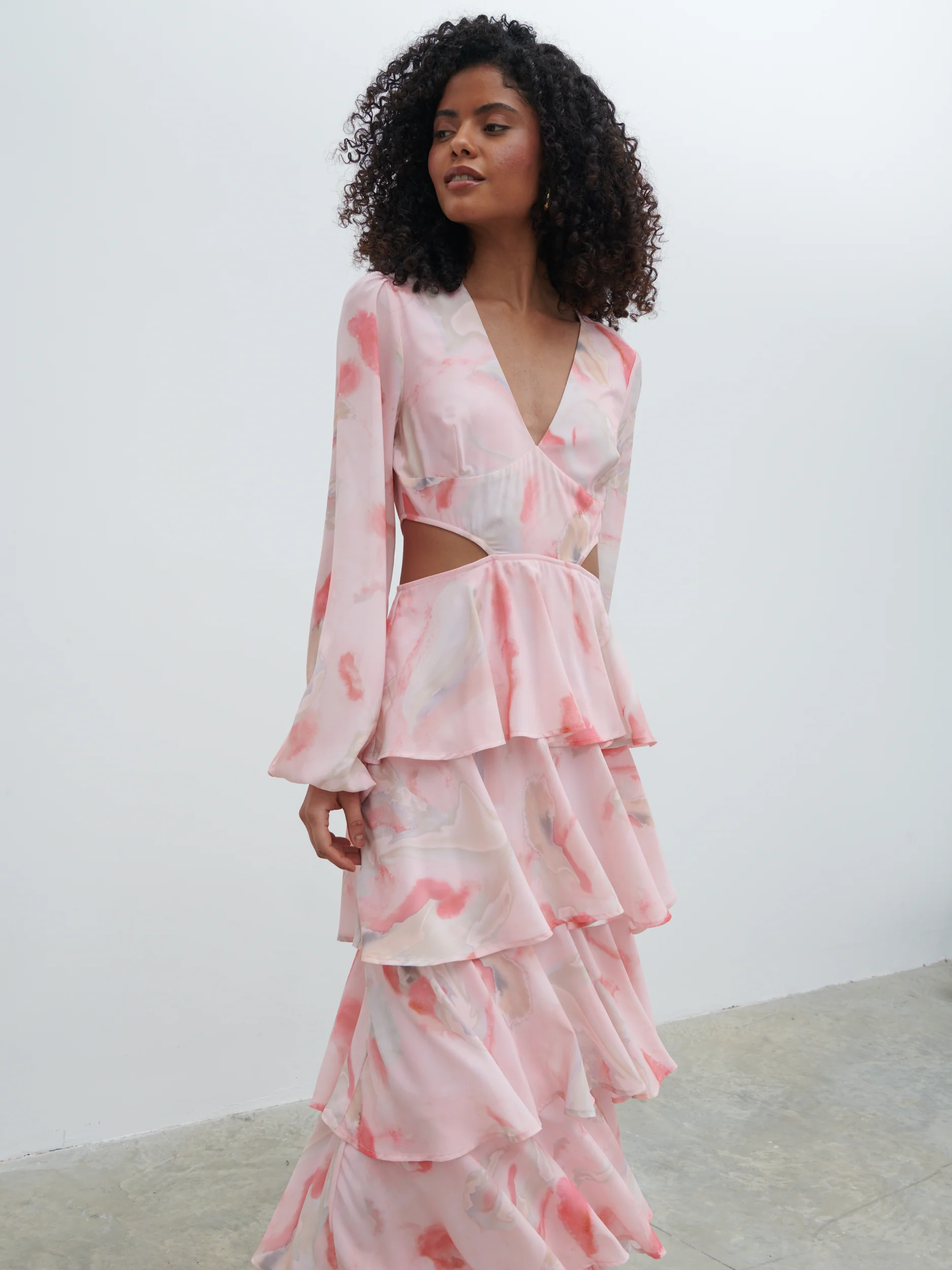 Ashton Cut Out Maxi Dress - Pink Marble Ombre - Image 5
