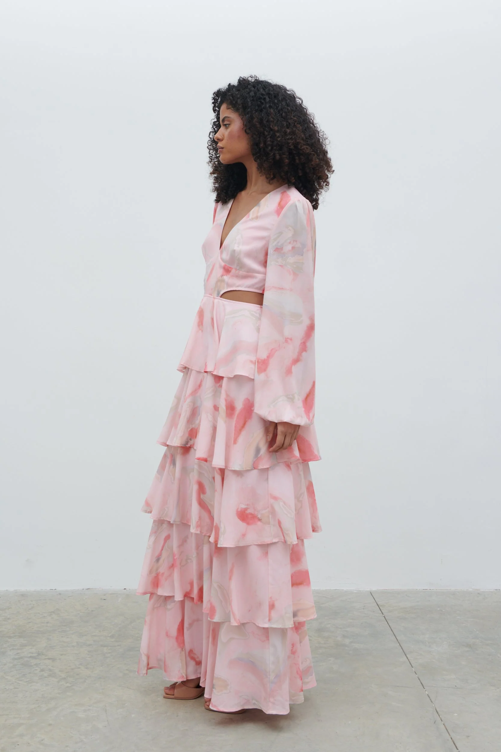 Ashton Cut Out Maxi Dress - Pink Marble Ombre - Image 7