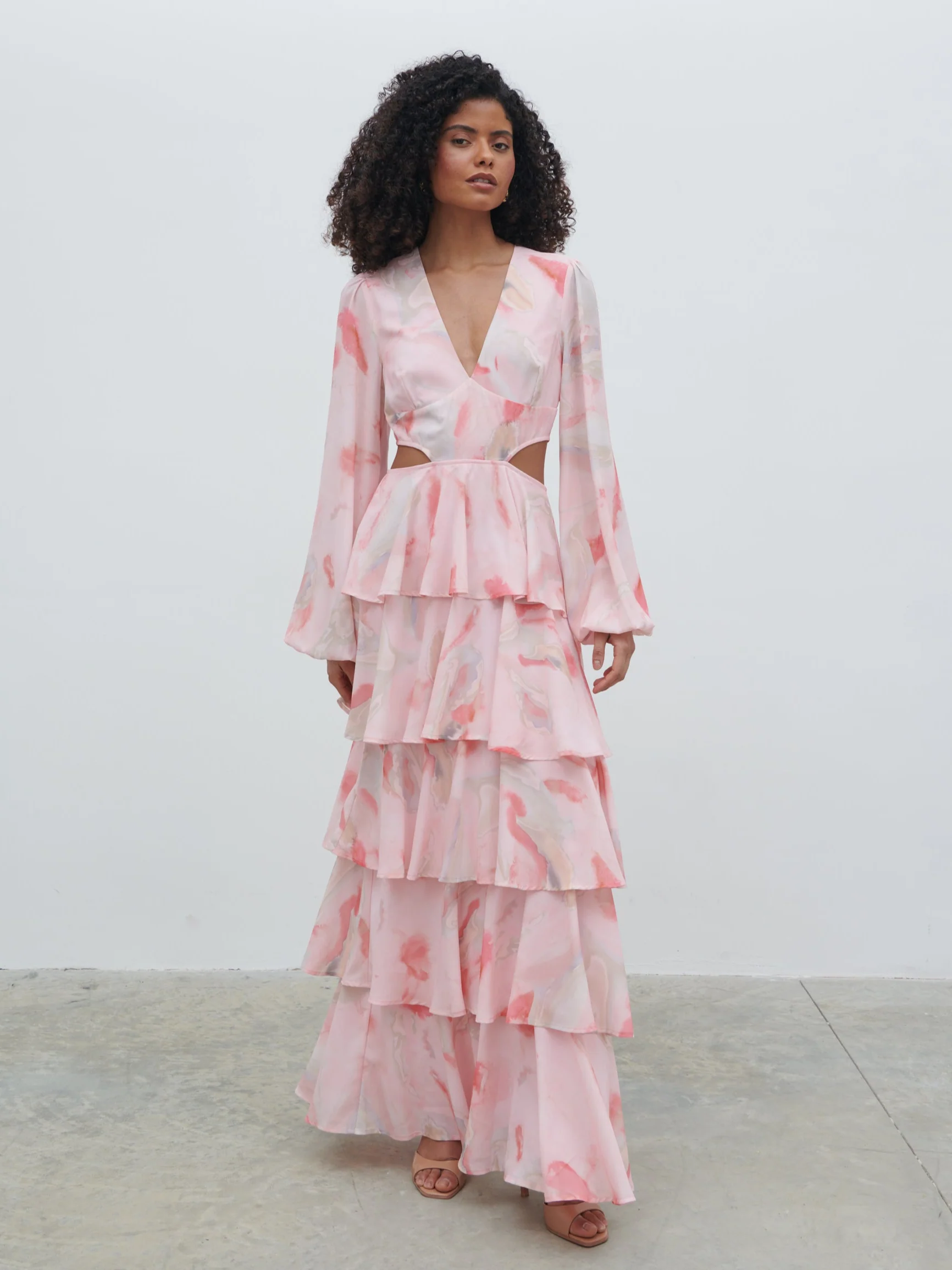 Ashton Cut Out Maxi Dress - Pink Marble Ombre - Image 8