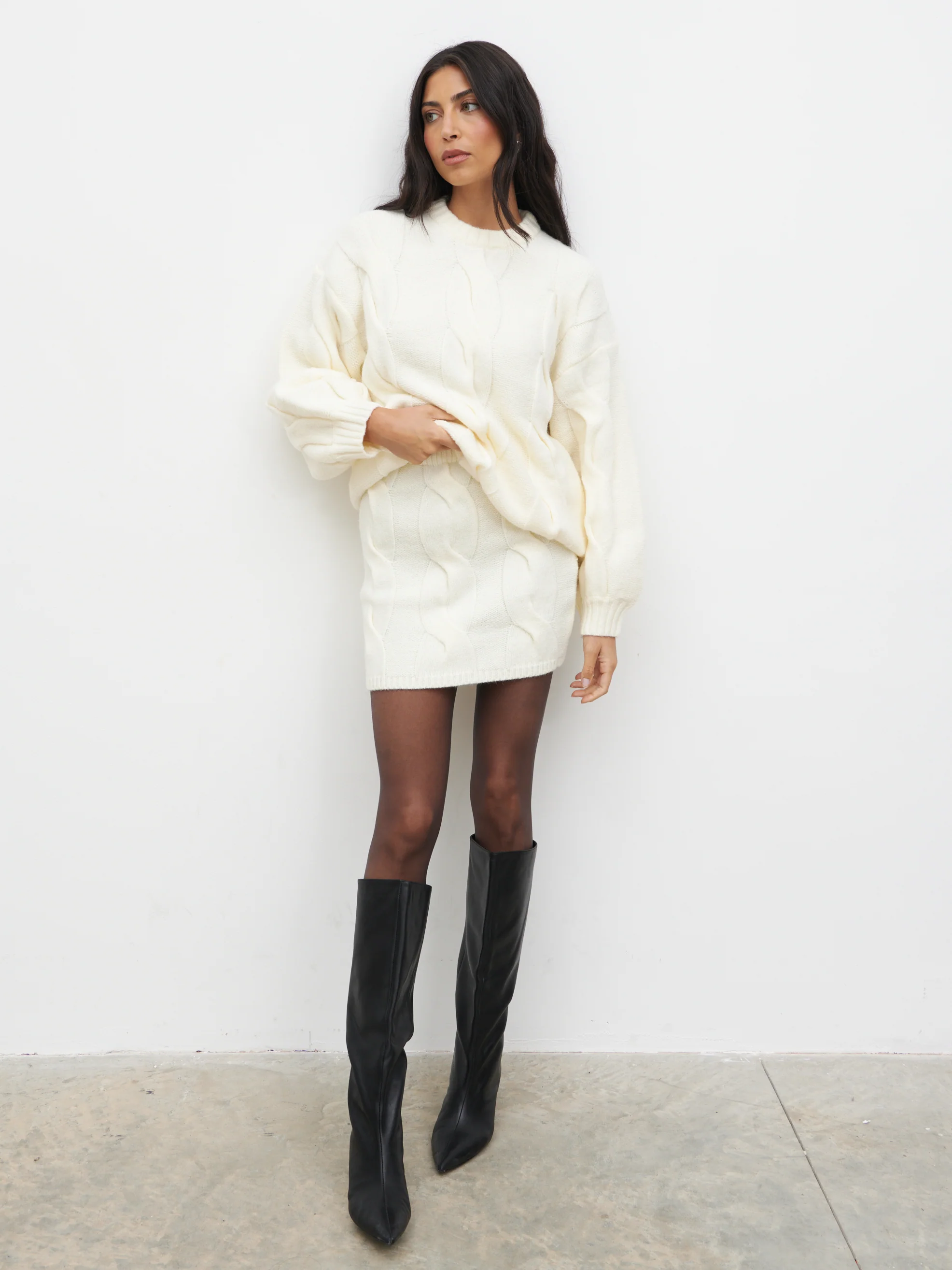 Atlantic Chunky Cable Knit Jumper - Cream - Image 5