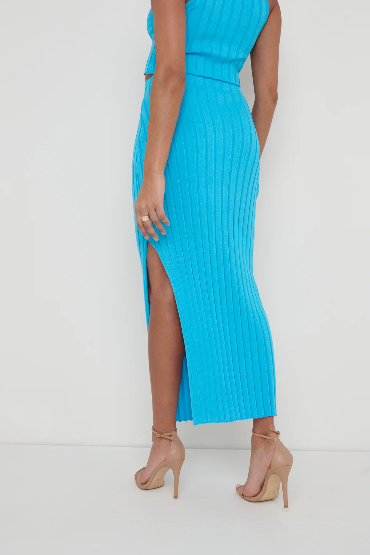 Auden Rib Knit Skirt - Aqua Blue - Image 4