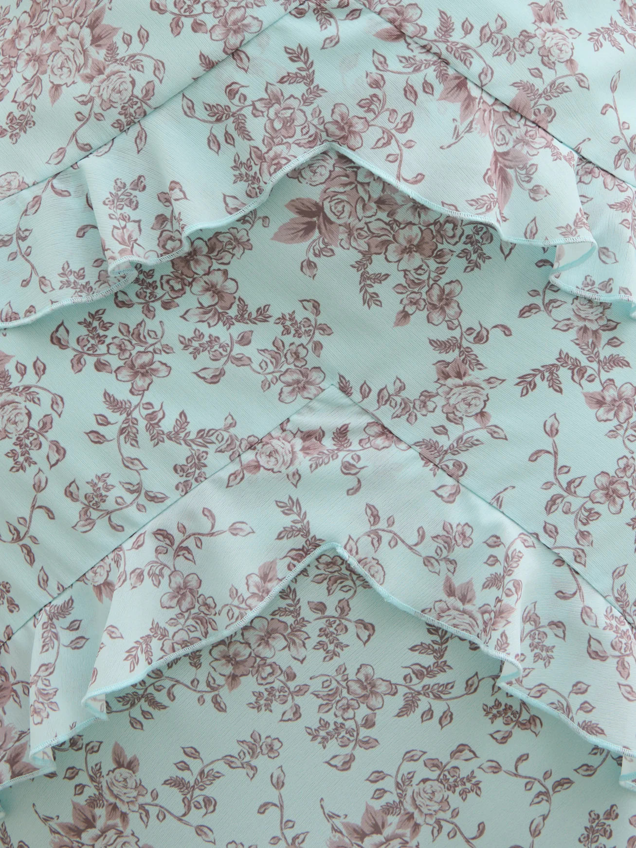 Aurelia Ruffle Maxi Dress Curve - Seaspray and Brown Floral - Image 4