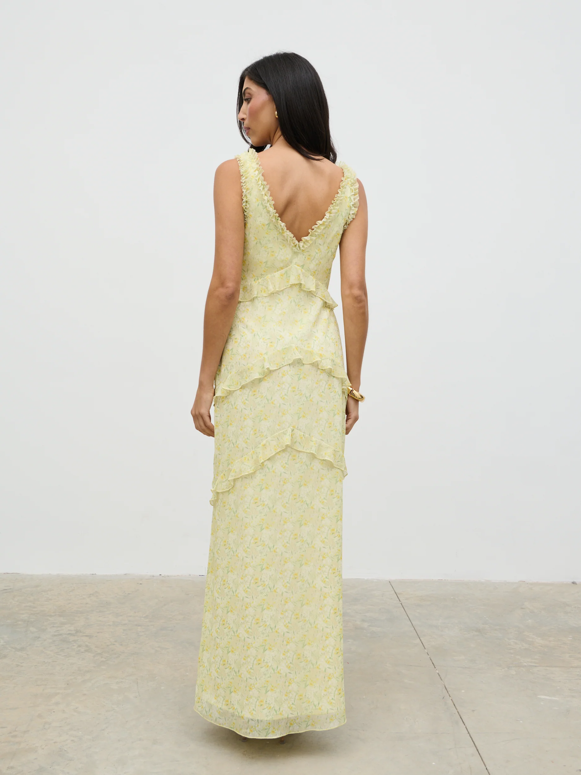 Aurelia Ruffle Maxi Dress - Lime Ditsy Floral - Image 6