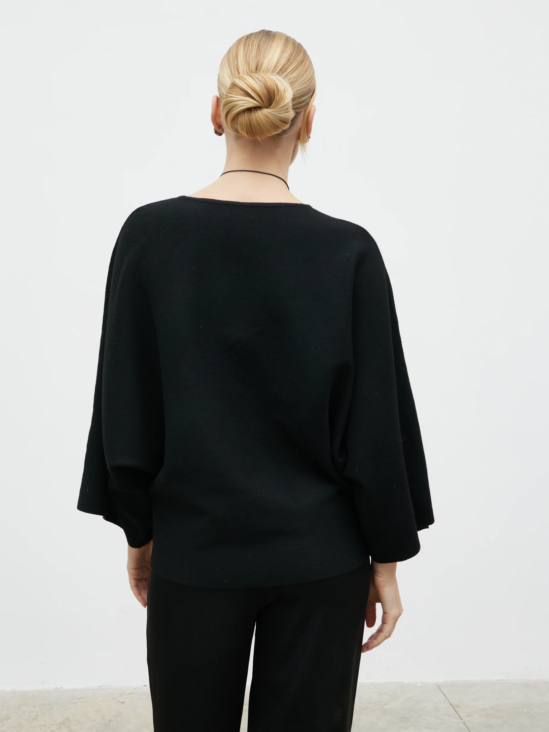 Aurelie Drape Sleeve Knit Jumper - Black - Image 5