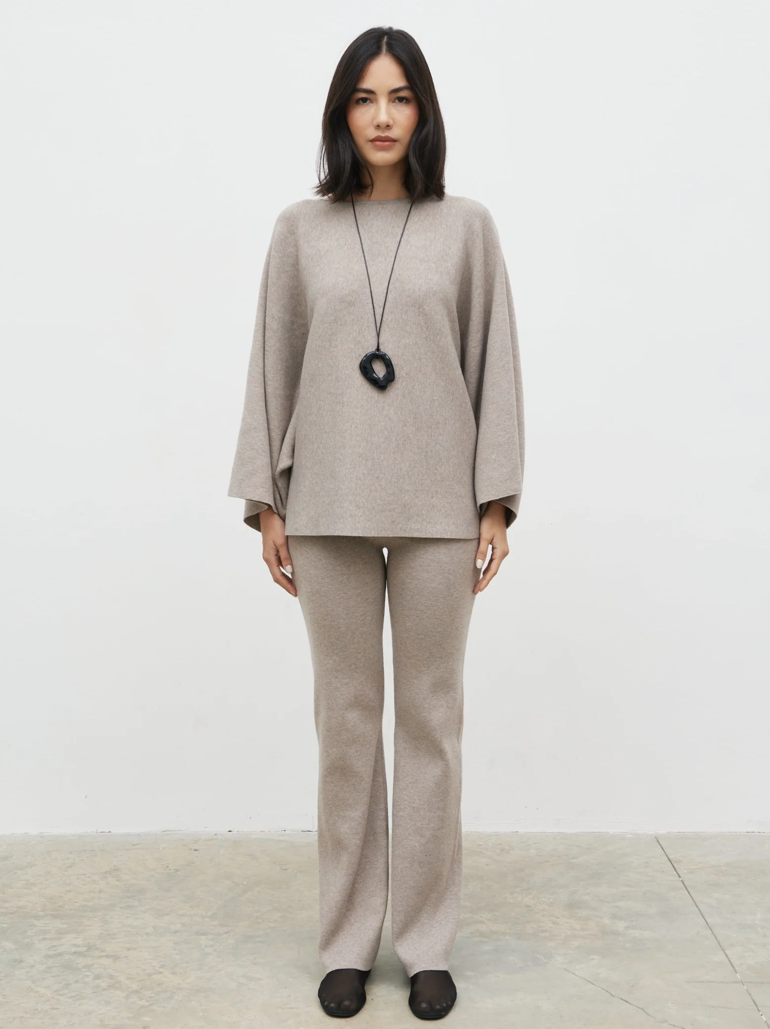 Aurelie Drape Sleeve Knit Jumper - Dark Taupe - Image 6