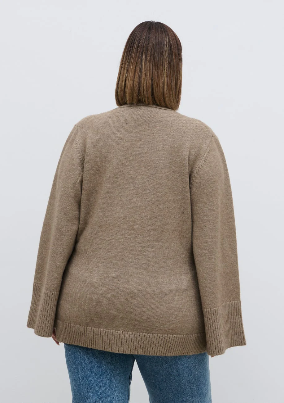 Autumn Knit Cardigan Curve - Dark Beige - Image 3