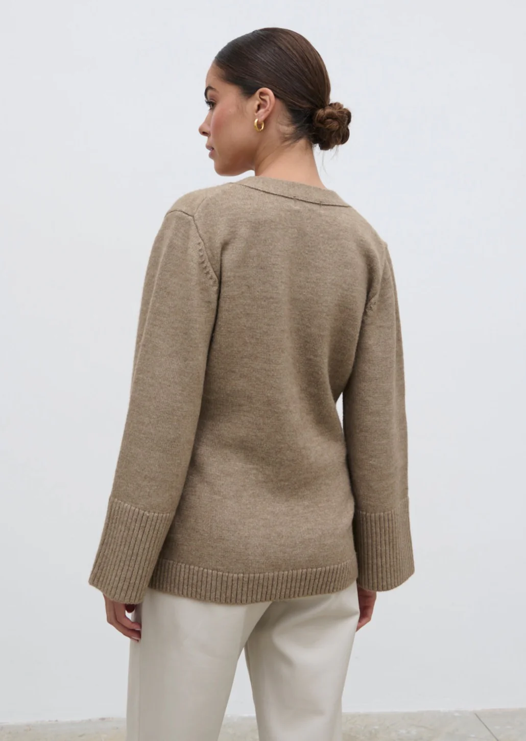 Autumn Knit Cardigan - Dark Beige - Image 4