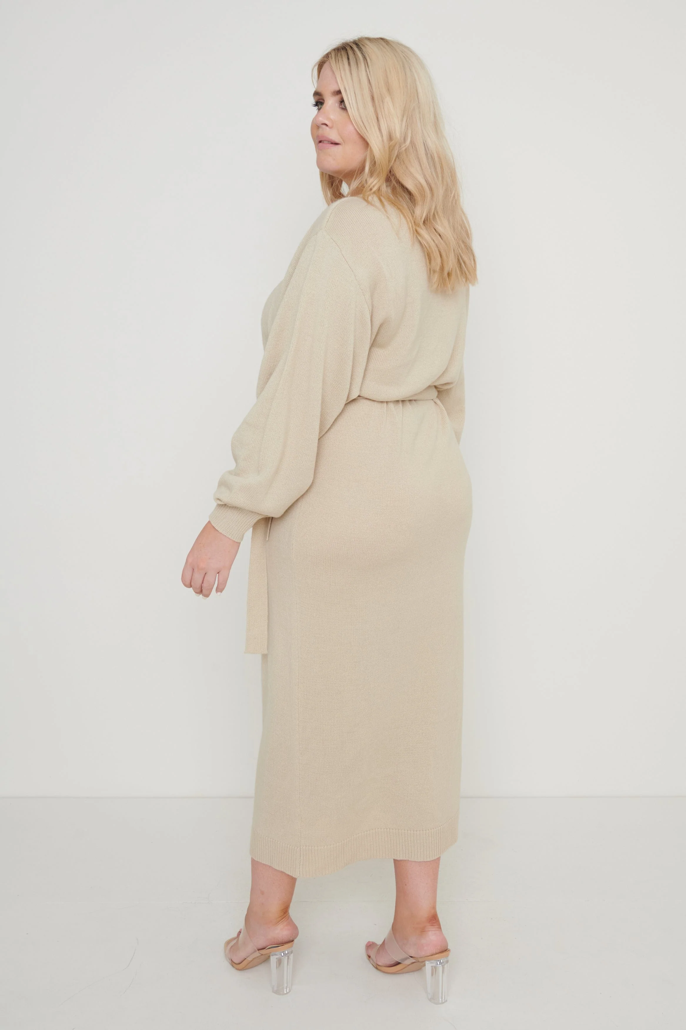 Beau Wrap Midi Dress - Beige - Image 8