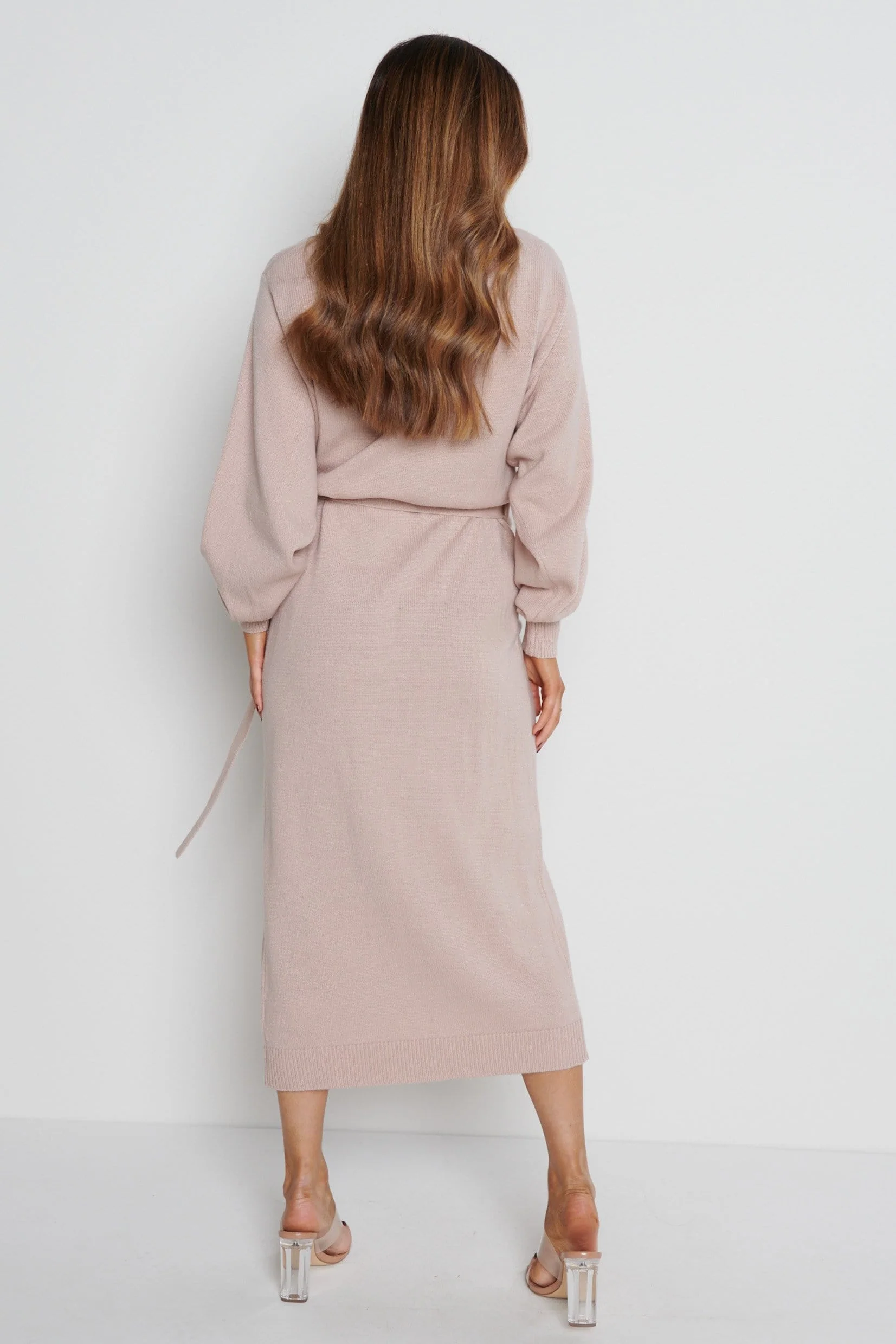 Beau Wrap Midi Dress - Dusky Pink - Image 4