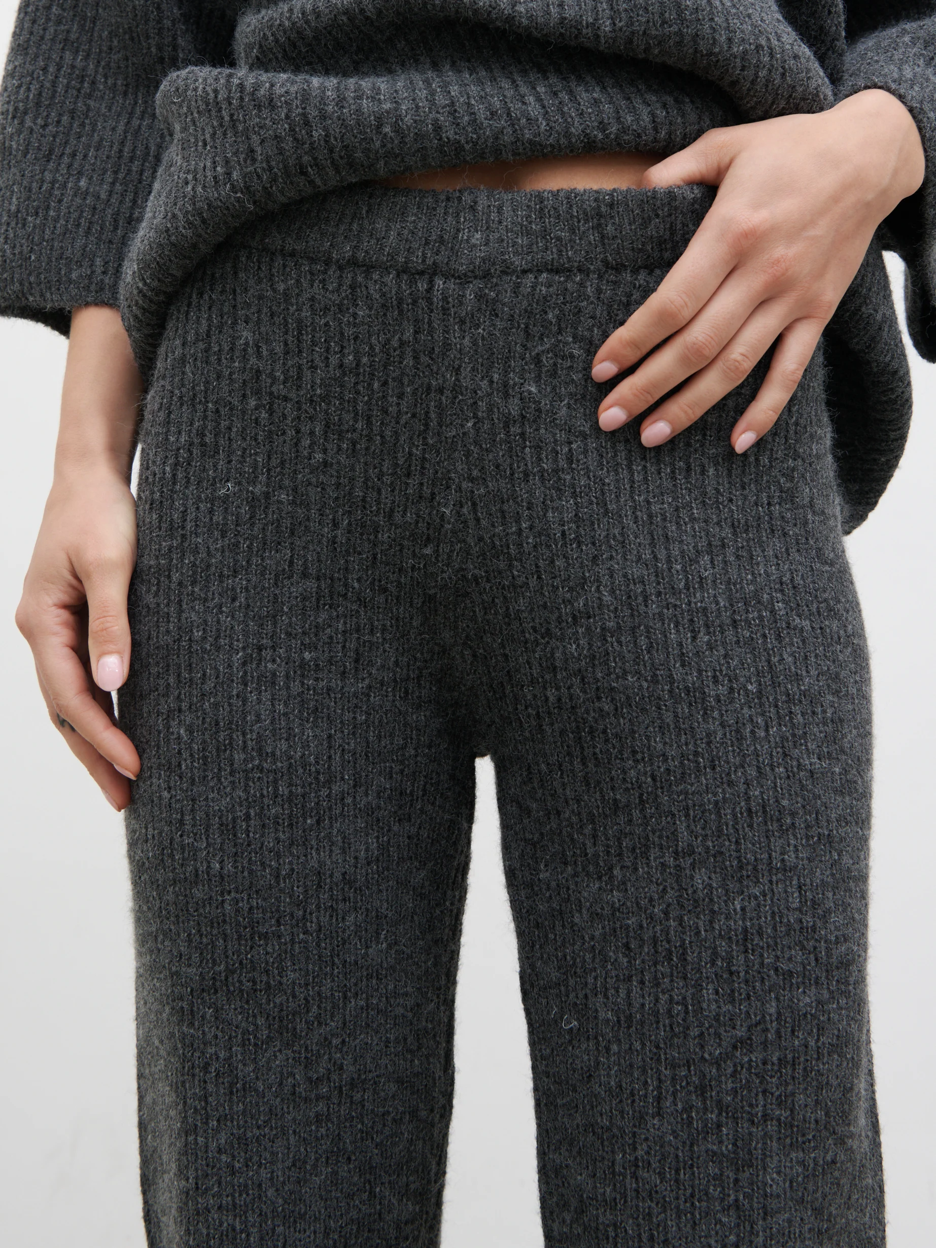 Beautrix Knit Straight Leg Trousers - Charcoal - Image 3