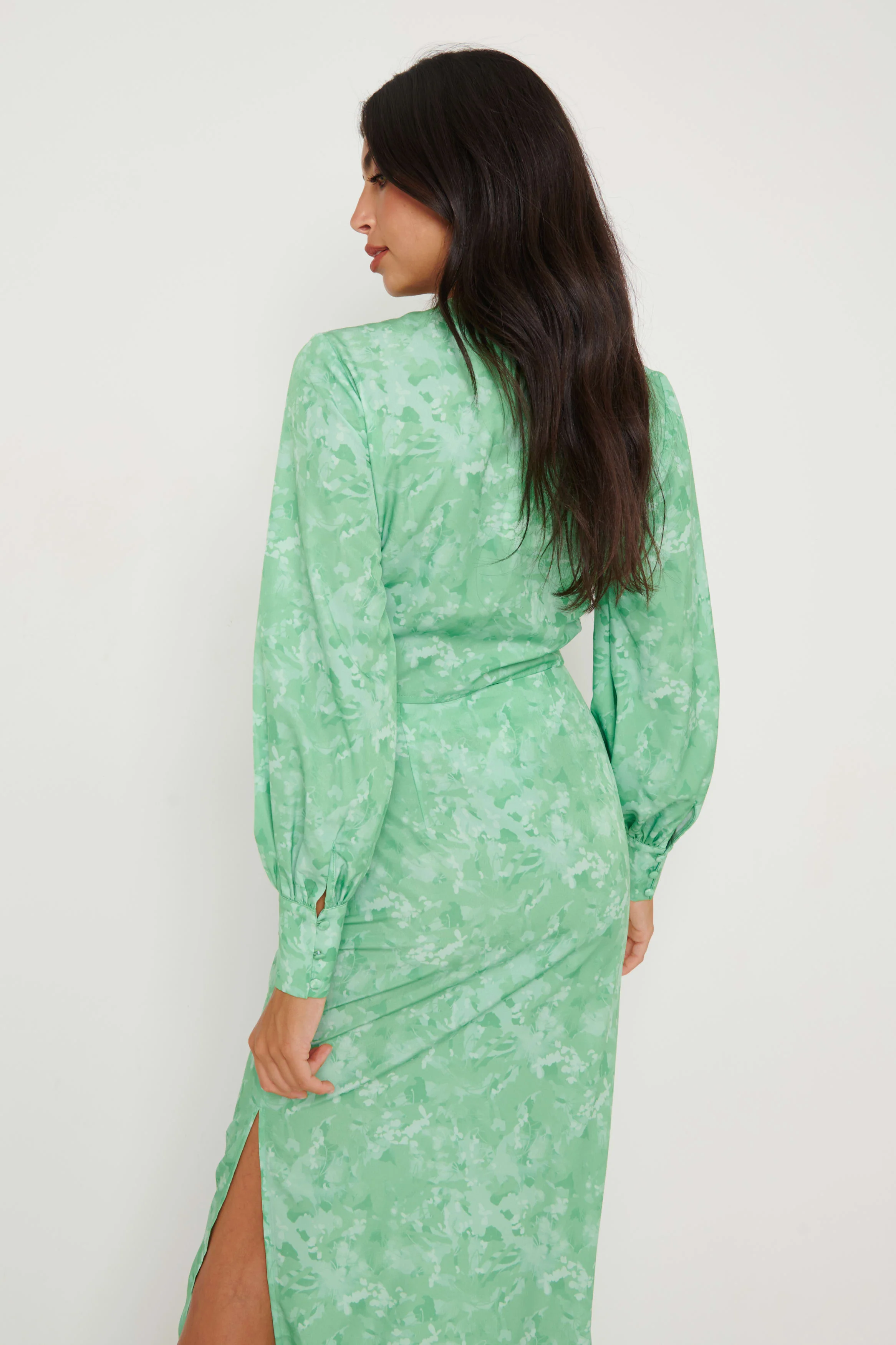 Bec Drawstring Top - Green Abstract Floral - Image 5