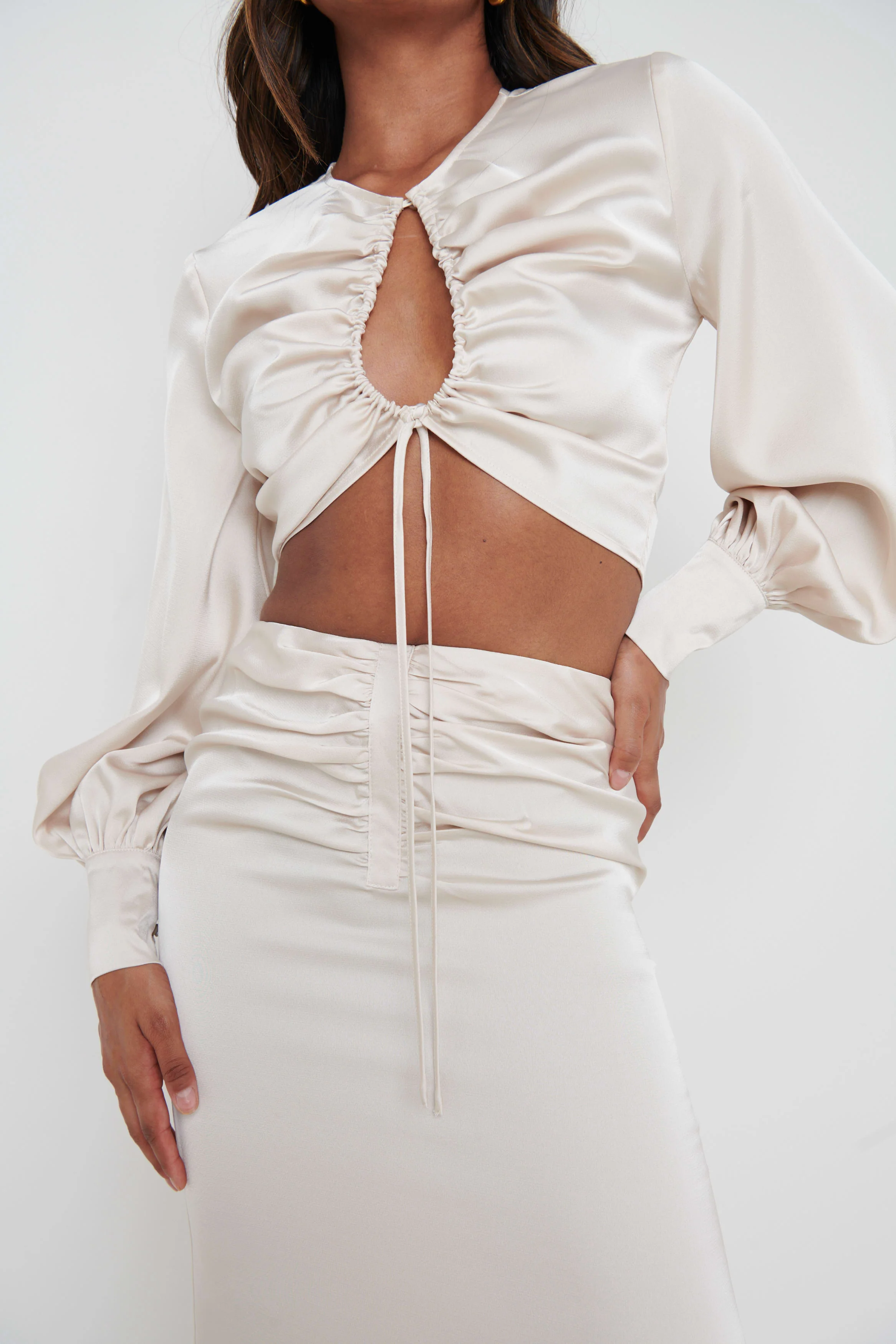 Bec Drawstring Top - Oyster - Image 3