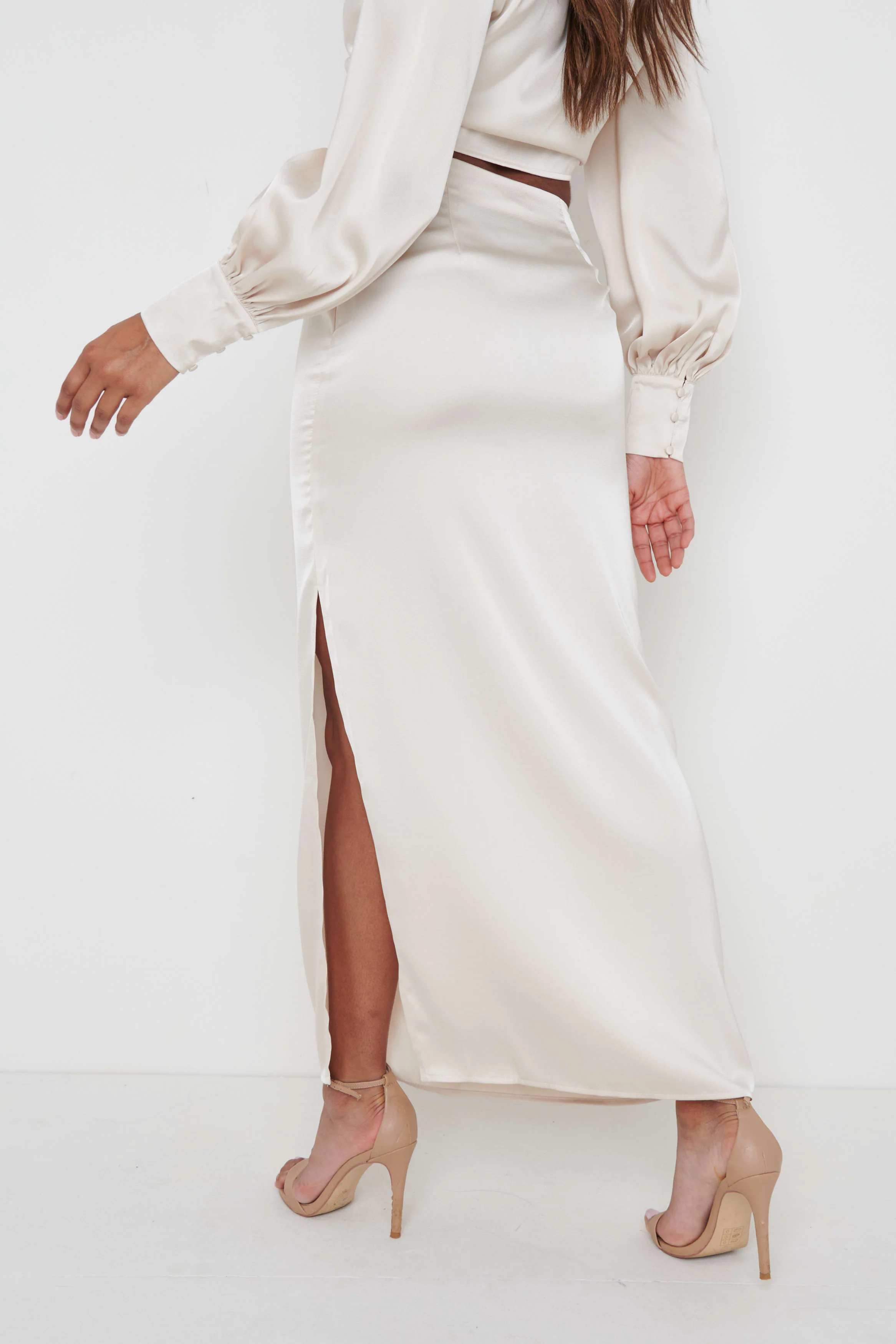 Bec Ruched Waist Midaxi Skirt - Oyster - Image 5