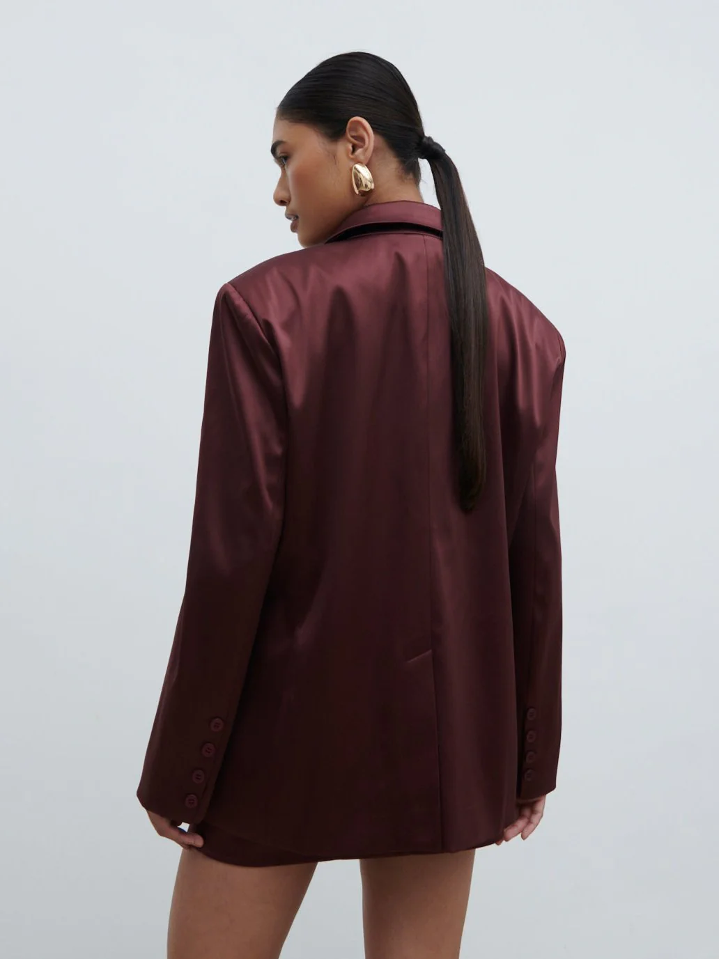 Beck Satin Oversized Dad Blazer - Deep Wine - Image 5
