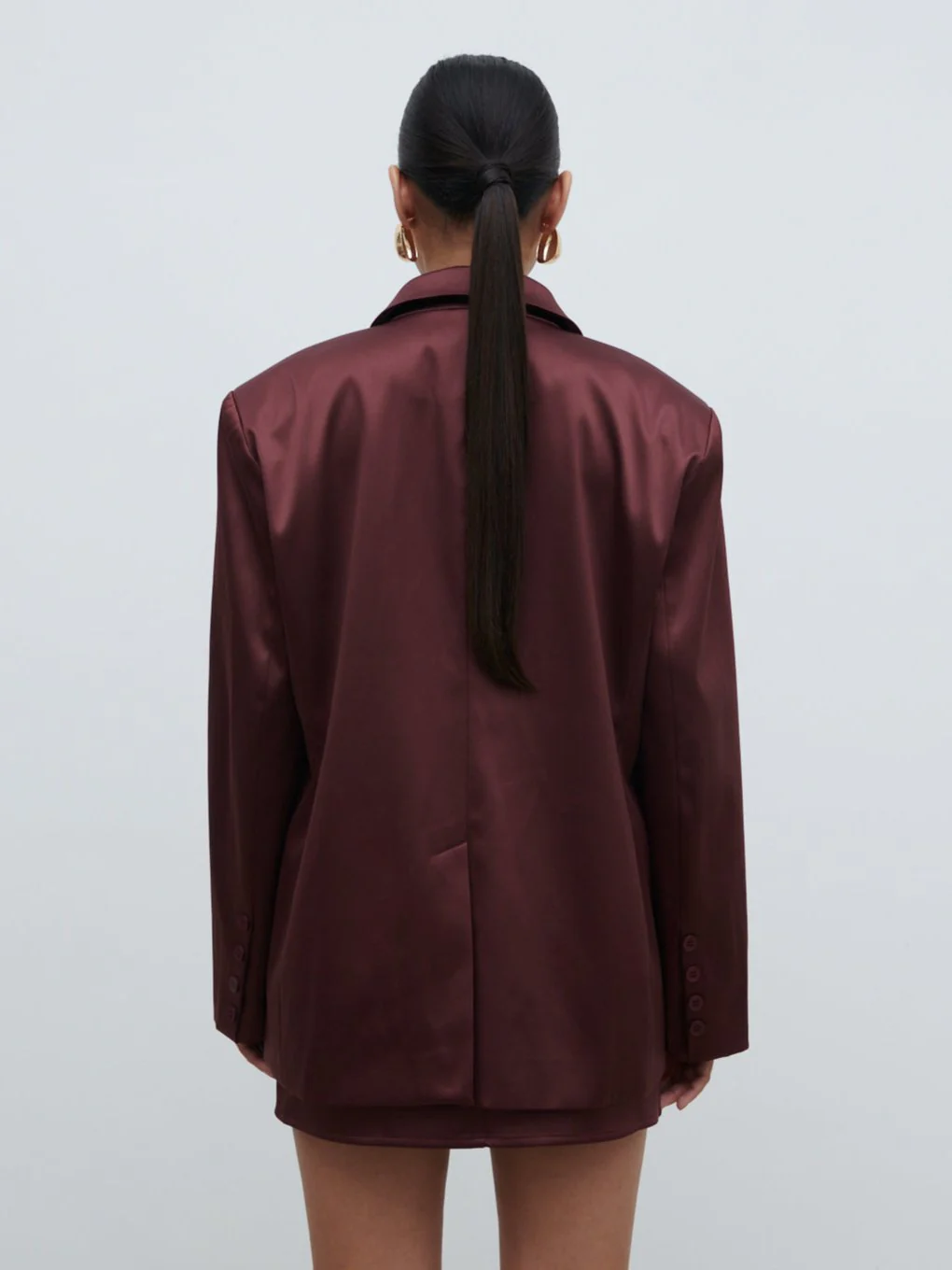 Beck Satin Oversized Dad Blazer - Deep Wine - Image 7
