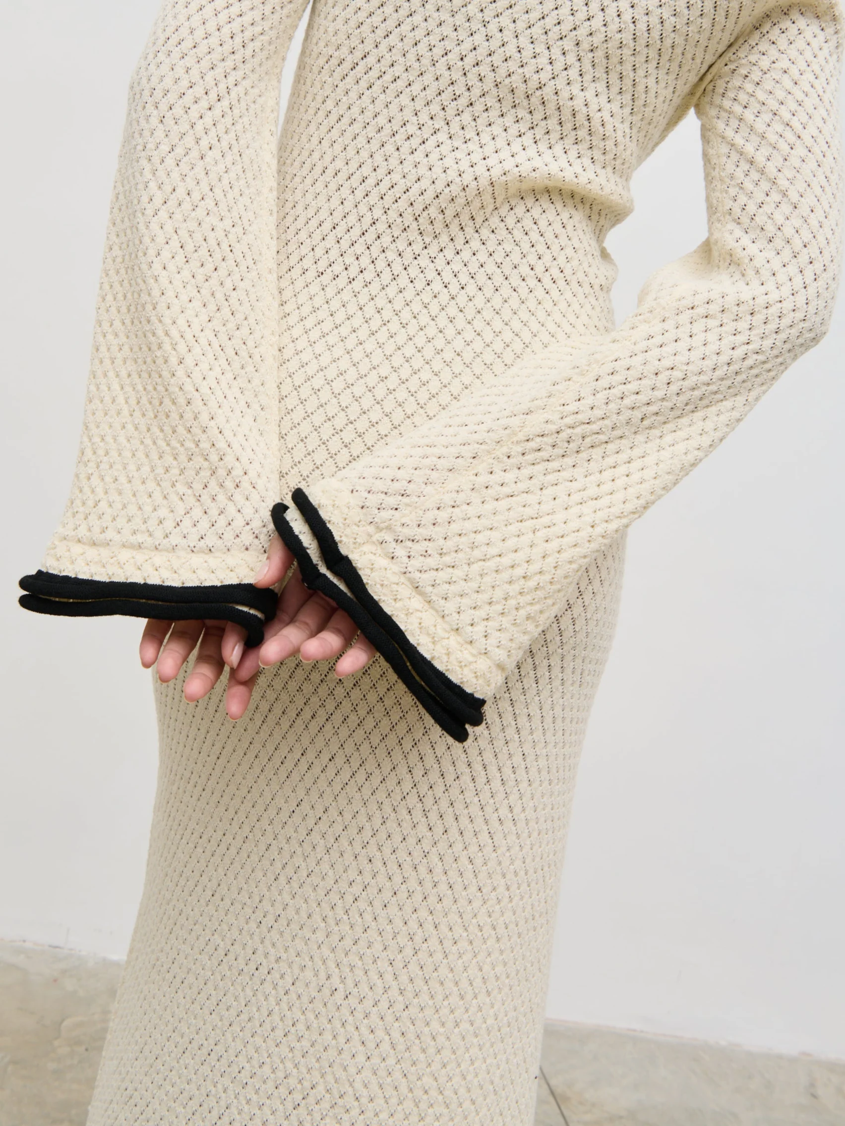 Bellamy Frill Tiered Sleeve Knit Maxi Dress - Cream - Image 4