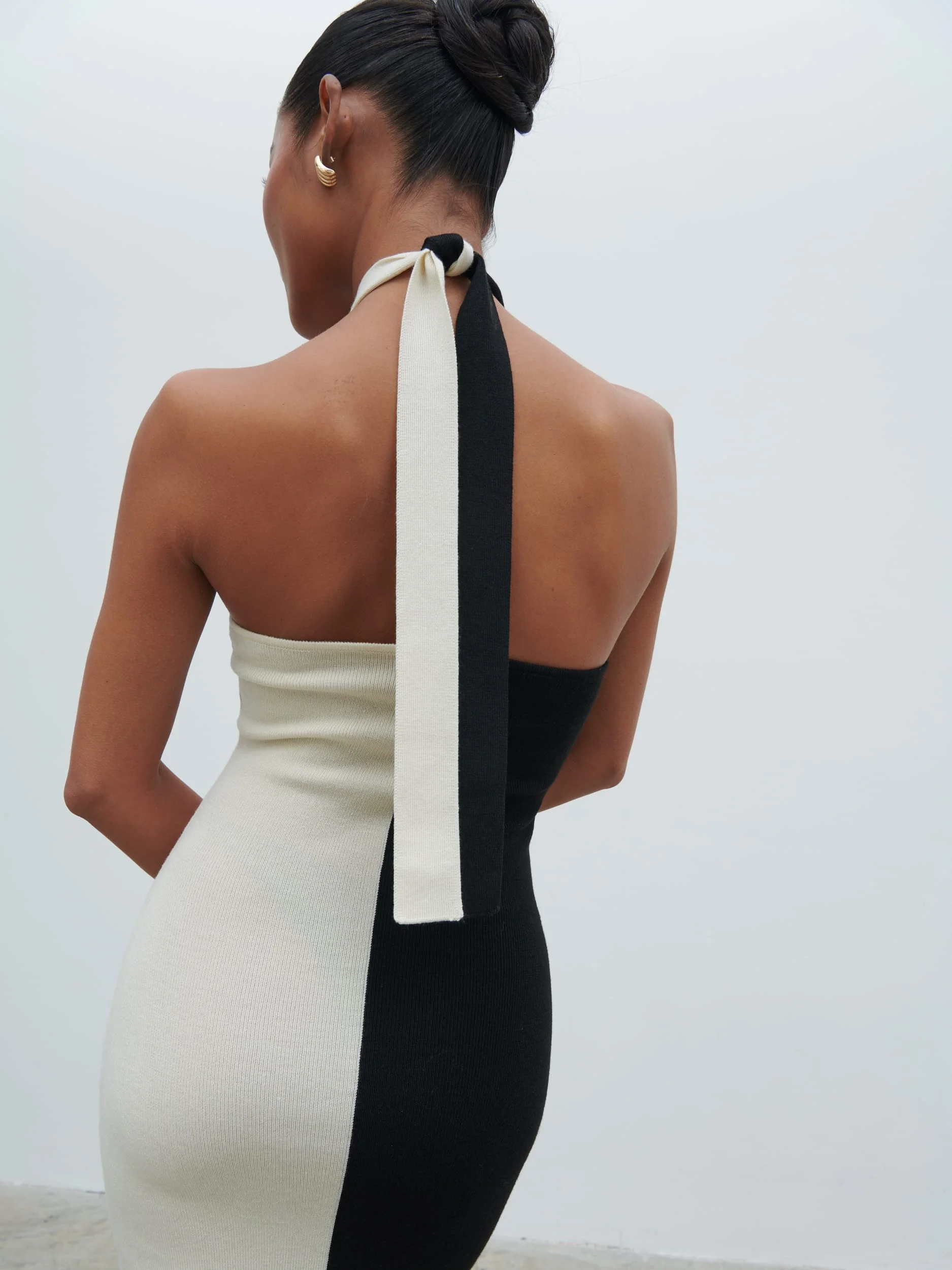 Berkley Contrast Knit Maxi Dress - Cream and Black - Image 3